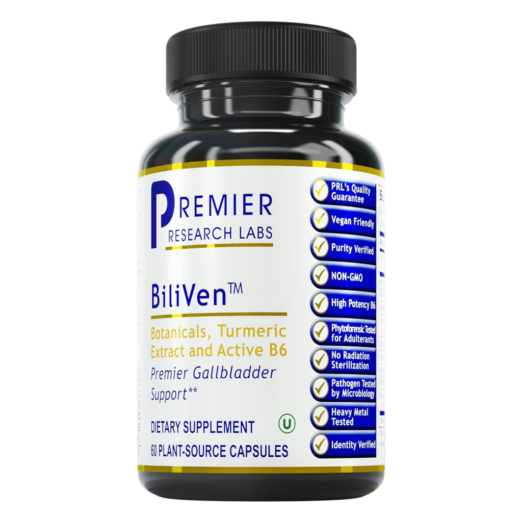 Premier Research Labs BiliVen -Gallbladder & Liver Cleanse Supplement, Gallbladder Support Pills with Artichoke Extract, Milk Thistle, Vitamin B6, Beet Root, Turmeric, Curcumin- 60 Vegetarian Capsules - TrustMedUSA
