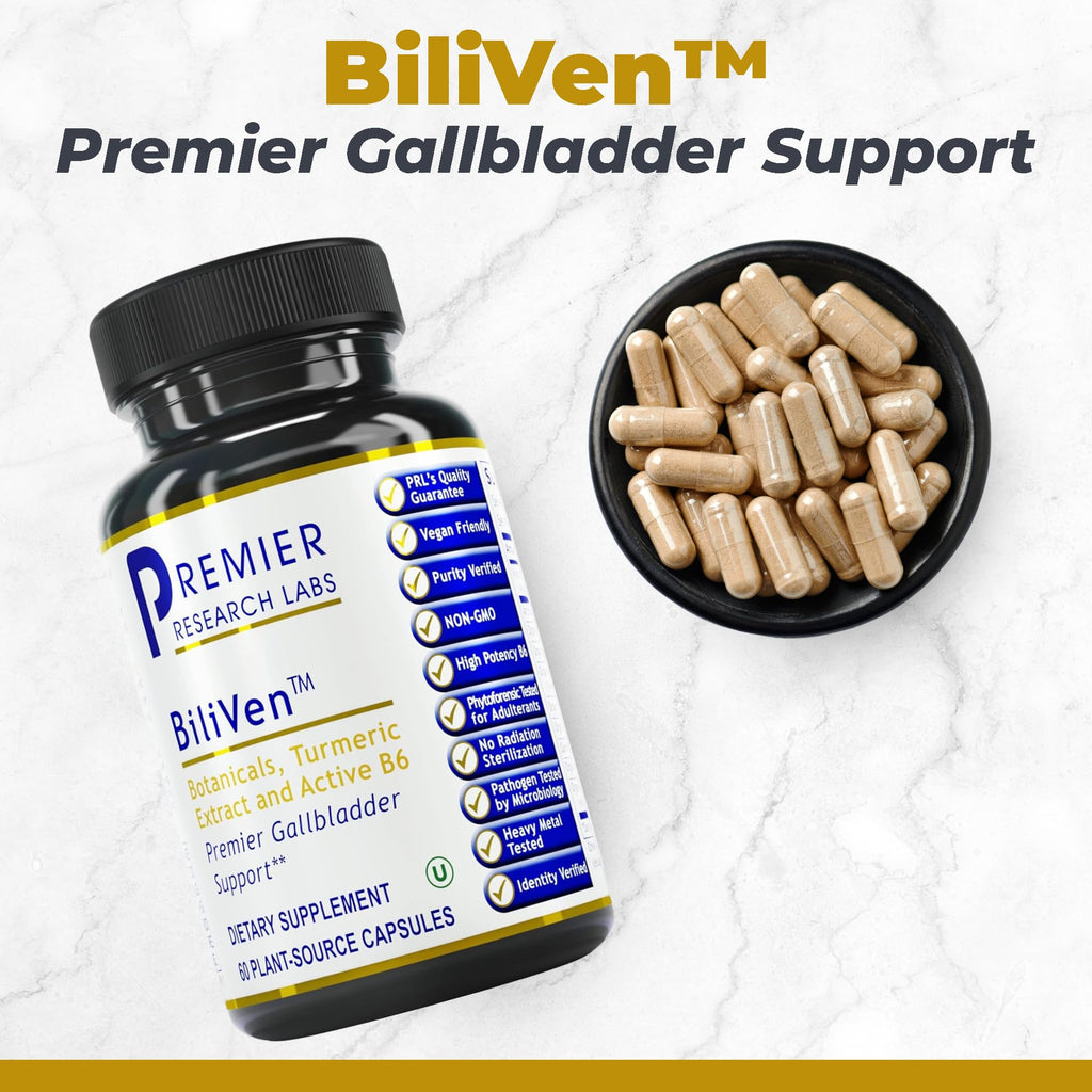 Premier Research Labs BiliVen -Gallbladder & Liver Cleanse Supplement, Gallbladder Support Pills with Artichoke Extract, Milk Thistle, Vitamin B6, Beet Root, Turmeric, Curcumin- 60 Vegetarian Capsules - TrustMedUSA