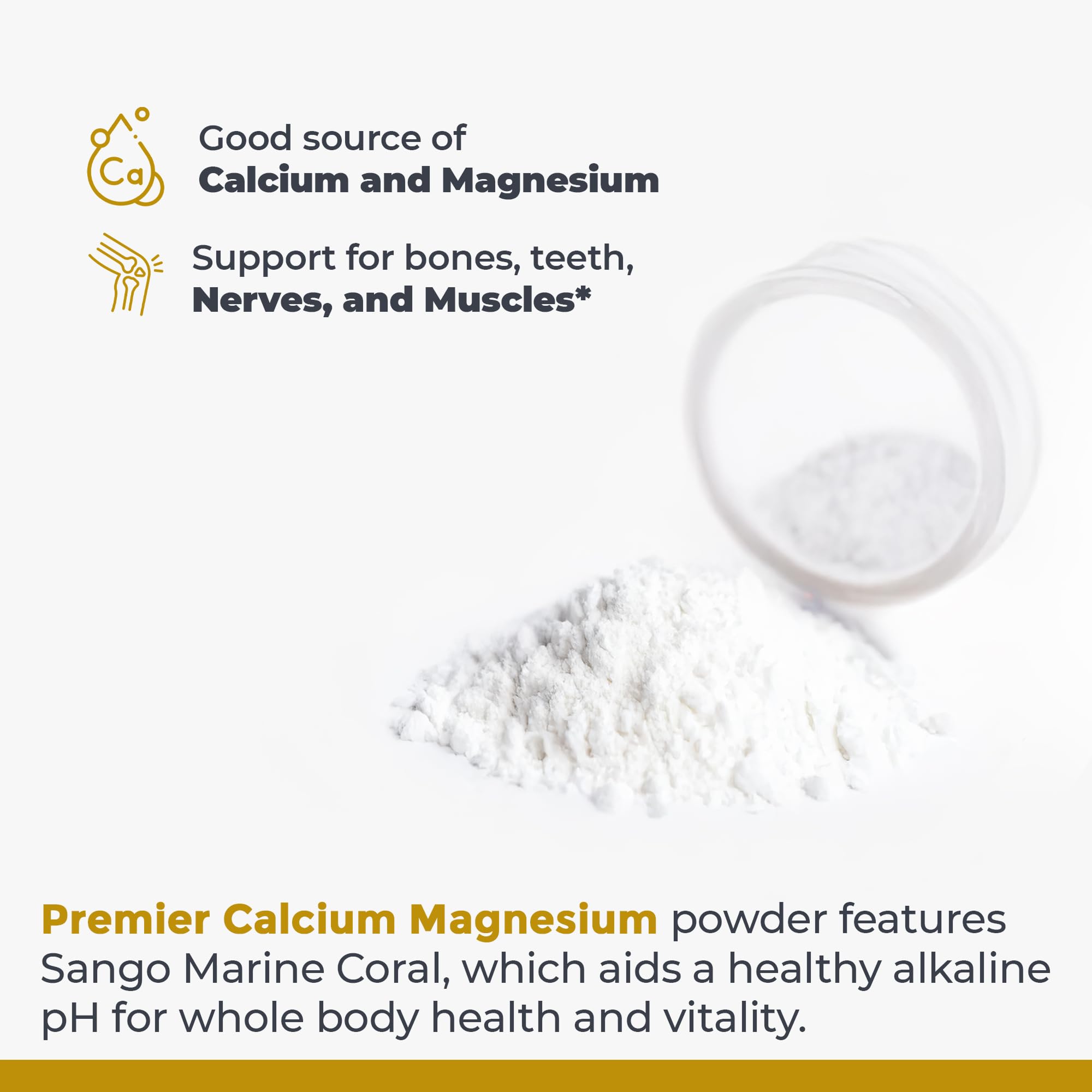 Premier Research Labs Calcium Magnesium Powder - Natural Coral Calcium Powder for Bone Health, Mix with Water for Alkaline PH Balance - 8 oz - TrustMedUSA