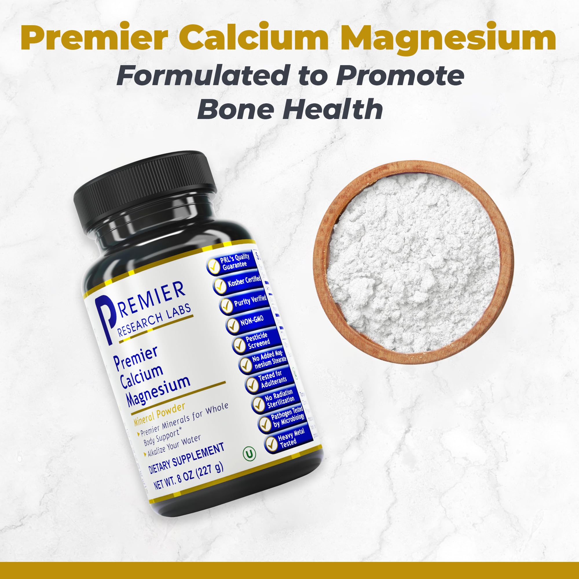 Premier Research Labs Calcium Magnesium Powder - Natural Coral Calcium Powder for Bone Health, Mix with Water for Alkaline PH Balance - 8 oz - TrustMedUSA