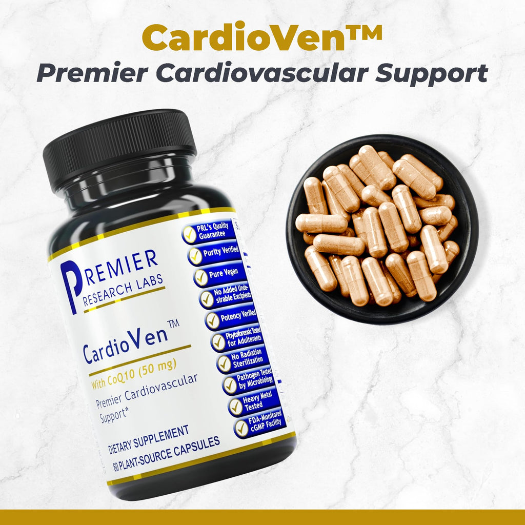 Premier Research Labs CardioVen - CoQ10, Coenzyme Q10, Co Q 10 Supplement 50mg, Ubiquinol with Chlorella, Tocotrienol & Cayenne Pepper for Heart Health, Antioxidant Support - 60 Vegetarian Capsules - TrustMedUSA