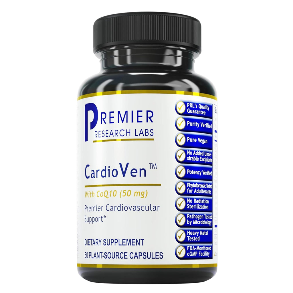 Premier Research Labs CardioVen - CoQ10, Coenzyme Q10, Co Q 10 Supplement 50mg, Ubiquinol with Chlorella, Tocotrienol & Cayenne Pepper for Heart Health, Antioxidant Support - 60 Vegetarian Capsules - TrustMedUSA