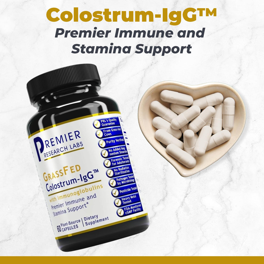 Premier Research Labs Colostrum-IgG - Colostrum Supplement, Bovine Colostrum for Humans, Cow Colostrum for Immune Health, Superfood with Lactoferrin, Amino Acids, Nucleotides - 60 Capsules - TrustMedUSA
