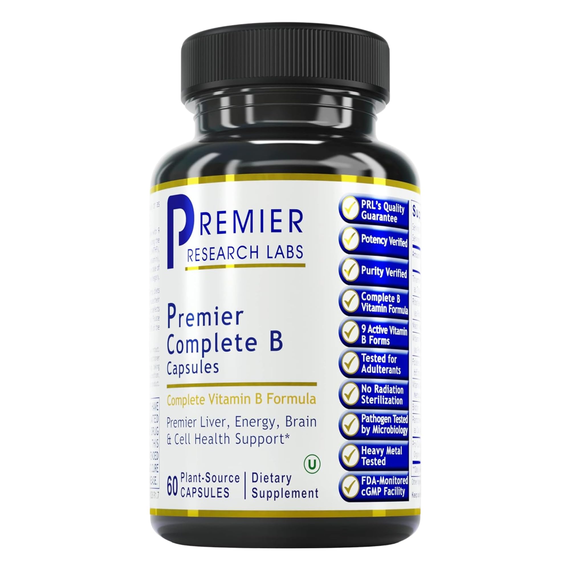 Premier Research Labs Complete B - Vitamin B Complex Supplement for Optimal Health | Vitamin B Supplement with Biotin | 9 Active B Vitamins | for Liver - TrustMedUSA