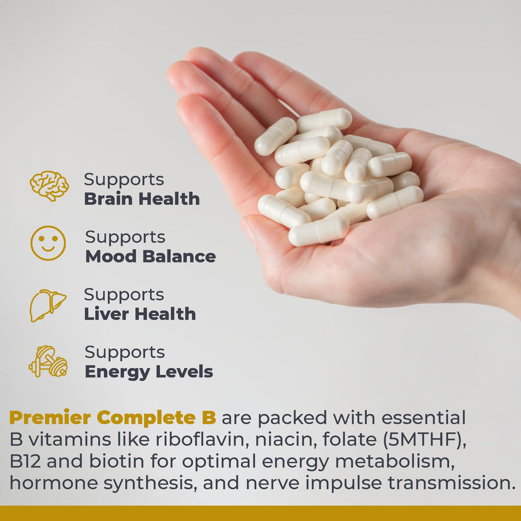 Premier Research Labs Complete B - Vitamin B Complex Supplement for Optimal Health | Vitamin B Supplement with Biotin | 9 Active B Vitamins | for Liver - TrustMedUSA