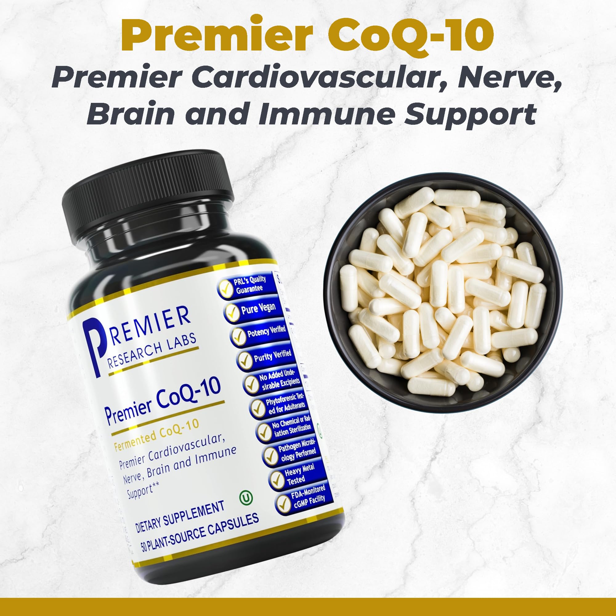 Premier Research Labs CoQ10 - Coenzyme Q10, Co Q 10 Supplement, 100mg Capsules, Ubiquinol Co Enzyme Q-10 with Red Algae & MCT Oil - 60 Vegetarian Capsules - Maple Wellness Supplements