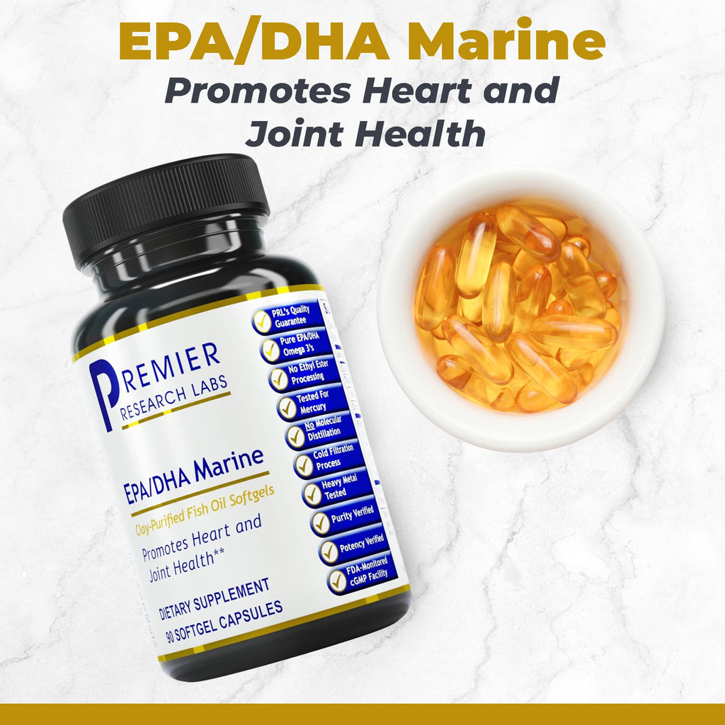 Premier Research Labs EPA DHA Marine Softgels - Omega 3 Fish Oil, EPA DHA Omega 3 Supplement, Fatty Acids for Women & Men, Natural - 90 Softgel Capsules - TrustMedUSA