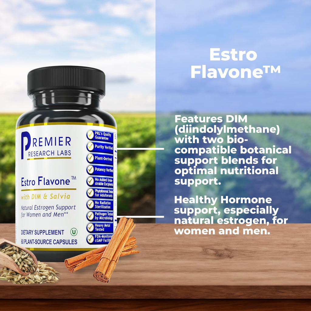 Premier Research Labs Estro Flavone - DIM Supplement, DIM Complex, DIM for Men & Women, Diindolylmethane Estrogen Support, Hormone Balance Support - 60 Vegetarian Capsules - TrustMedUSA