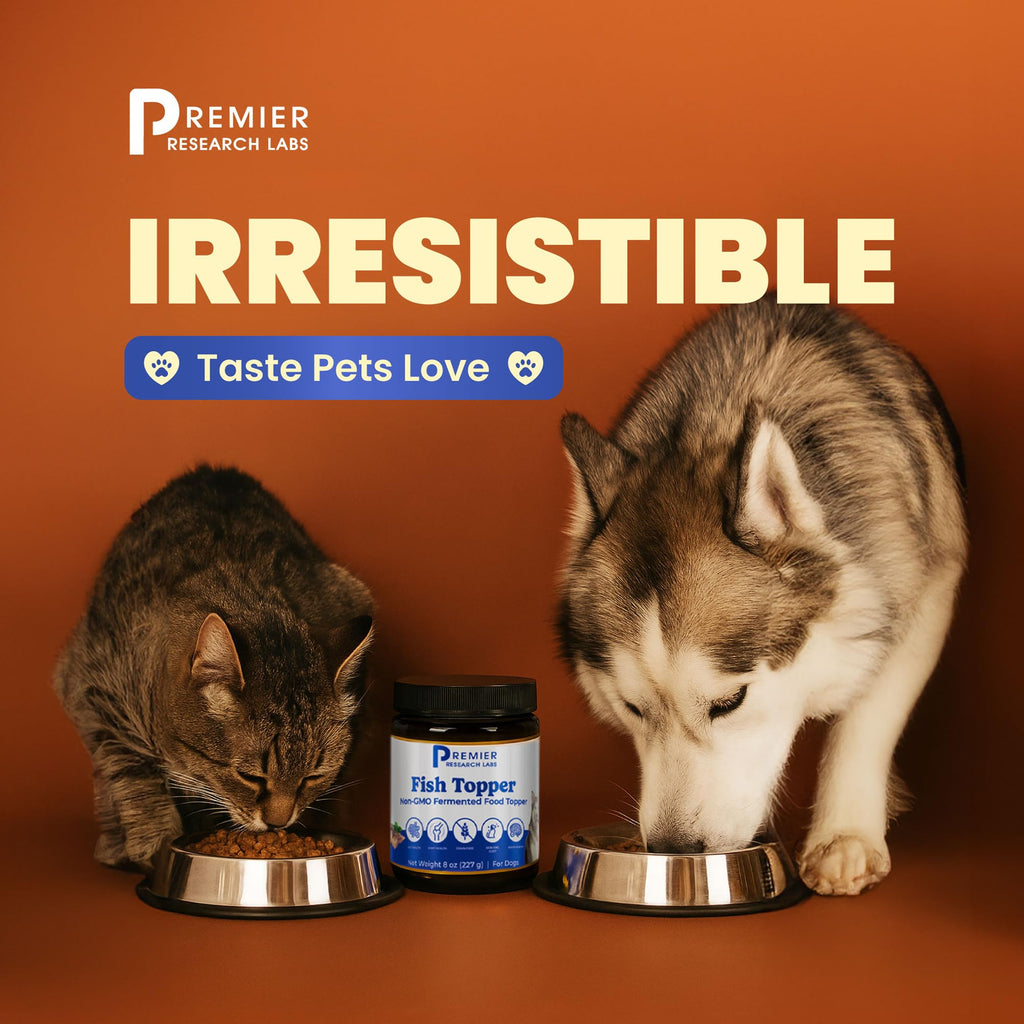 Premier Research Labs Fish Topper - Dried Dog Food Topper for Pets, Meal Mix Ins for Kibble, Supports Gut & Joint Health, Natural Source of Protein, Fermented, Grain Free, Non GMO - 16 oz - TrustMedUSA