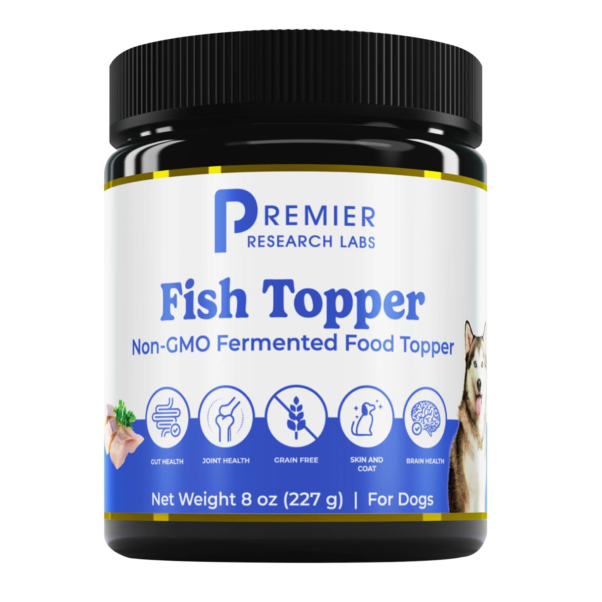 Premier Research Labs Fish Topper - Dried Dog Food Topper for Pets, Meal Mix Ins for Kibble, Supports Gut & Joint Health, Natural Source of Protein, Fermented, Grain Free, Non GMO - 16 oz - TrustMedUSA