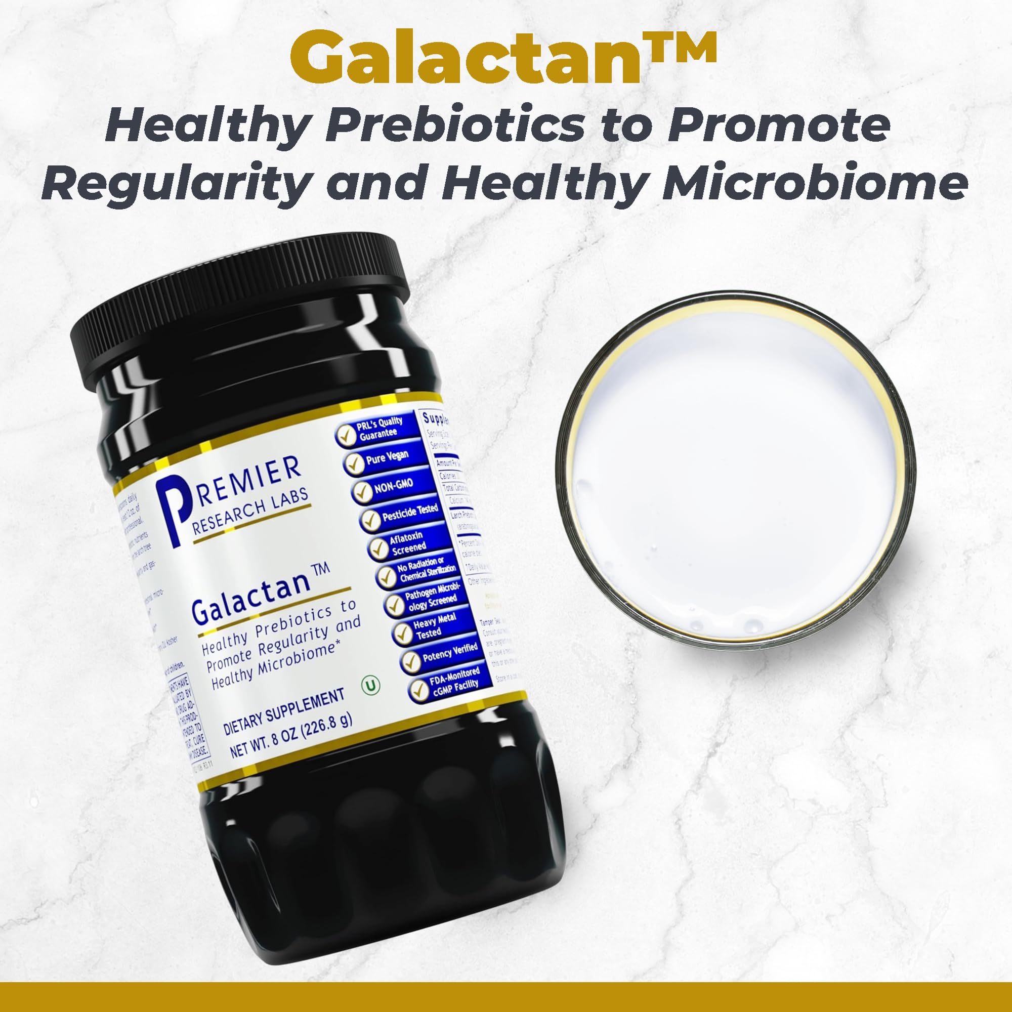 Premier Research Labs Galactan - Larch Arabinogalactan Powder for Men & Women, Prebiotic Fiber Powder for Healthy Gut Microbiome, Larch Tree Extract, Calcium - 8 oz - TrustMedUSA