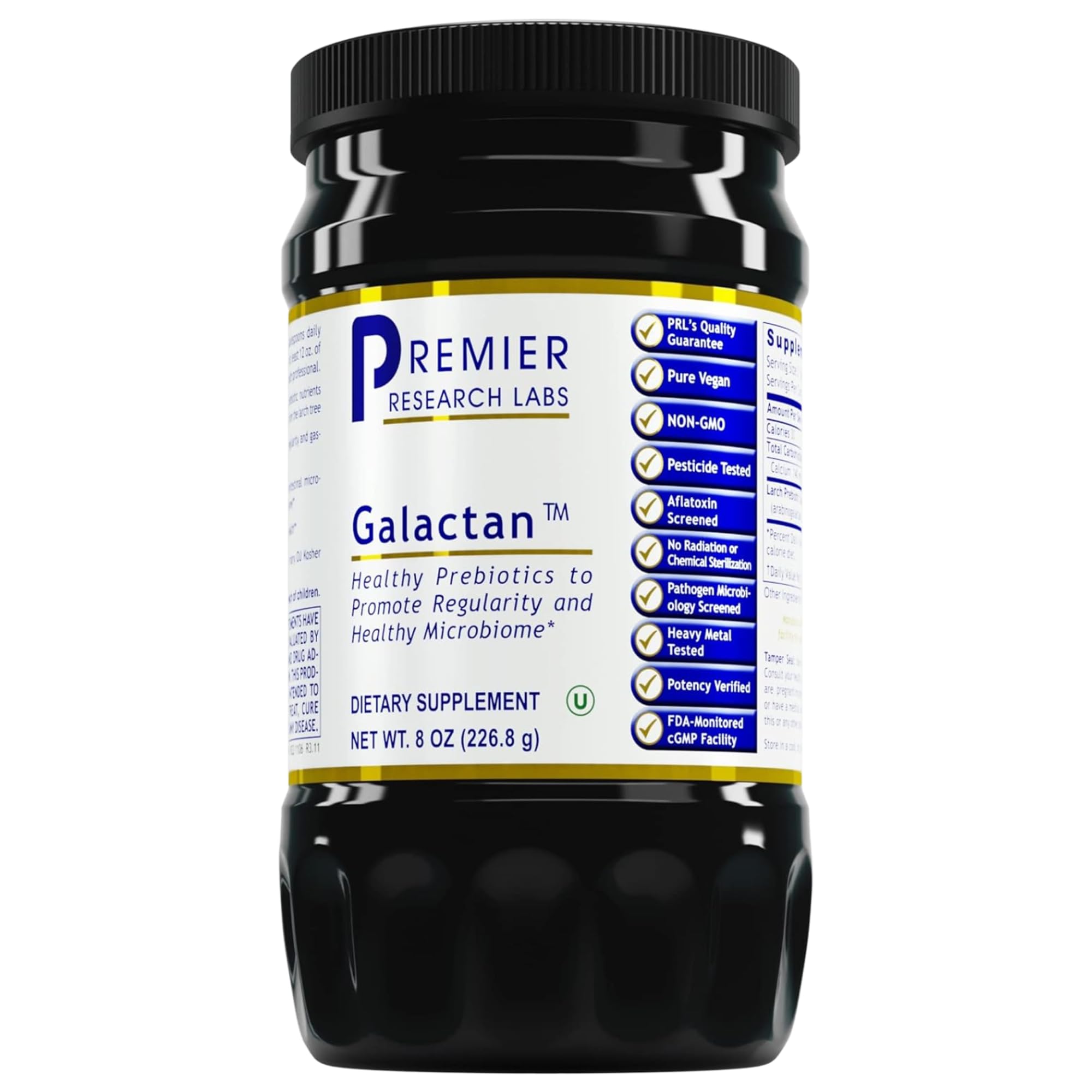Premier Research Labs Galactan - Larch Arabinogalactan Powder for Men & Women, Prebiotic Fiber Powder for Healthy Gut Microbiome, Larch Tree Extract, Calcium - 8 oz - TrustMedUSA