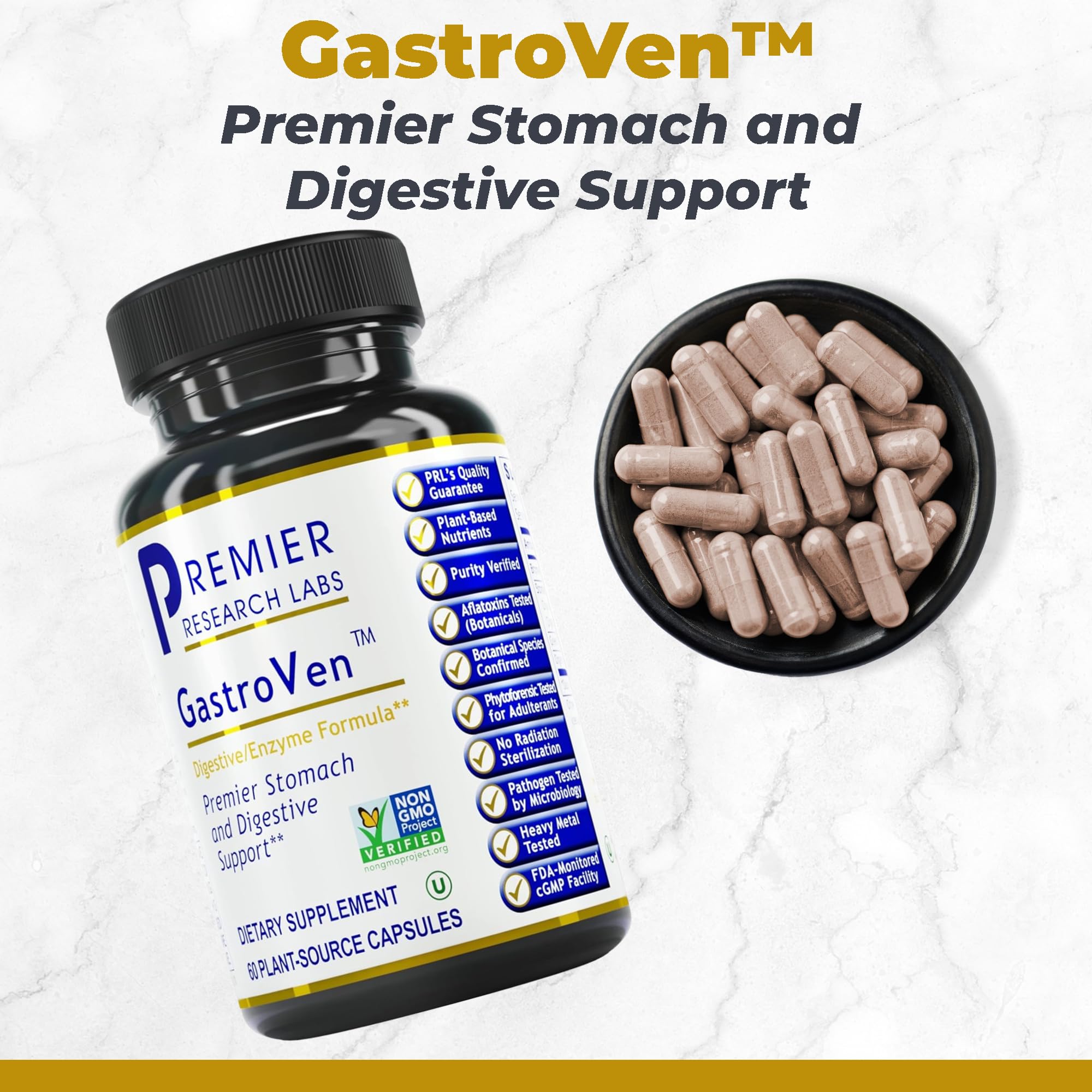 Premier Research Labs GastroVen - Digestive Enzymes for Women & Men, Digestive Health Supplement, Supports Healthy Gut Microbiome w/Bromelain, Ginger - 60 Capsules - TrustMedUSA