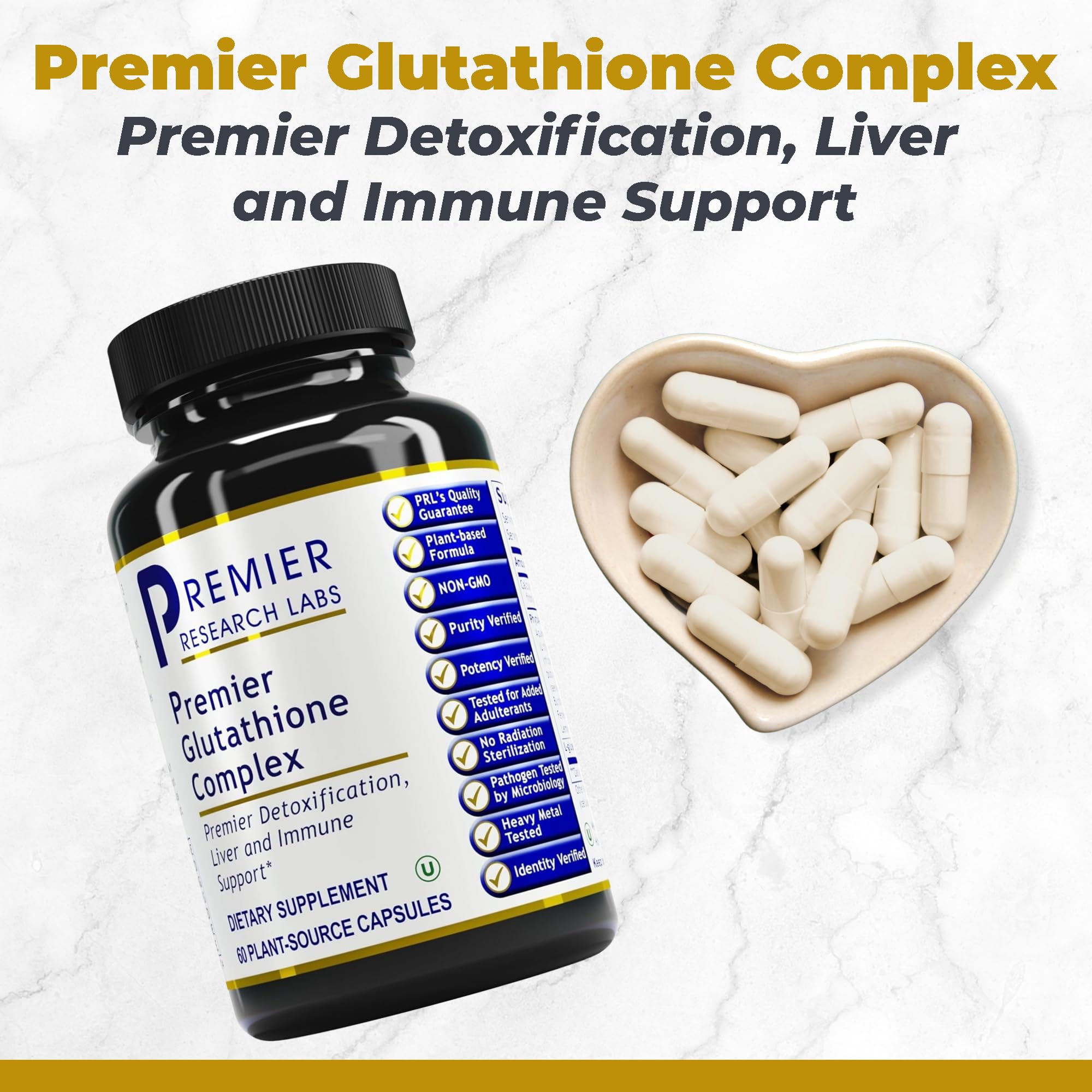 Premier Research Labs Glutathione Complex - Liver & Immune Support Supplement - Glutathione Pill for Natural Liver Cleanse - 60 Vegetarian Capsules - TrustMedUSA