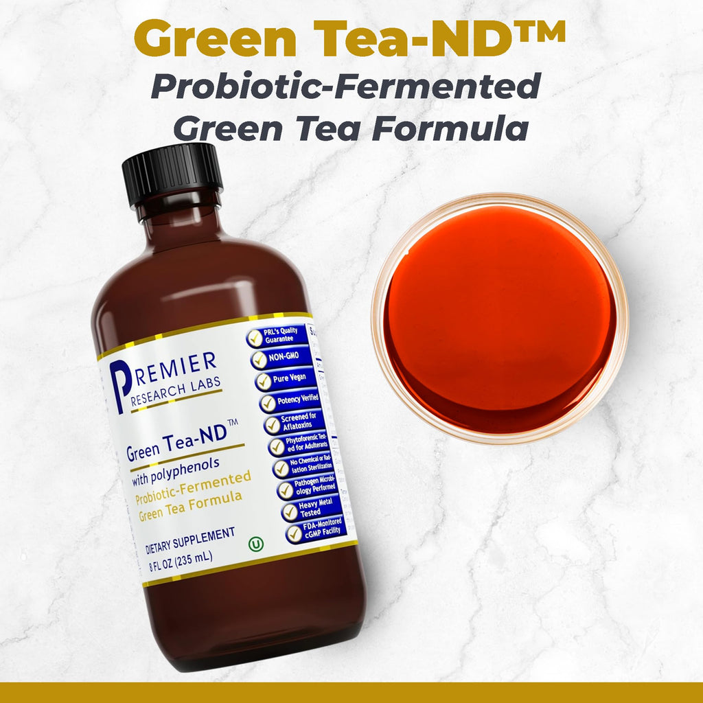 Premier Research Labs Green Tea-ND - Probiotic Fermented Green Tea Extract Supplement with ECGC, Camellia Sinensis Liquid, Supplement Drops for Adults, Vegan Friendly - 8 Fl Oz Bottle - TrustMedUSA
