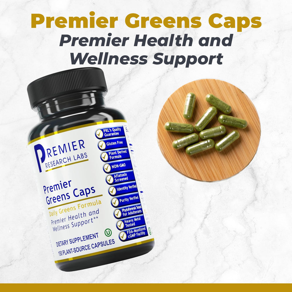 Premier Research Labs Greens Capsules - Super Greens Capsules, Greens Supplements, Super Greens Pills for Wellness, Veggie Pills with Leafy Greens, Kale, Chlorella - 150 Vegetarian Capsules - TrustMedUSA