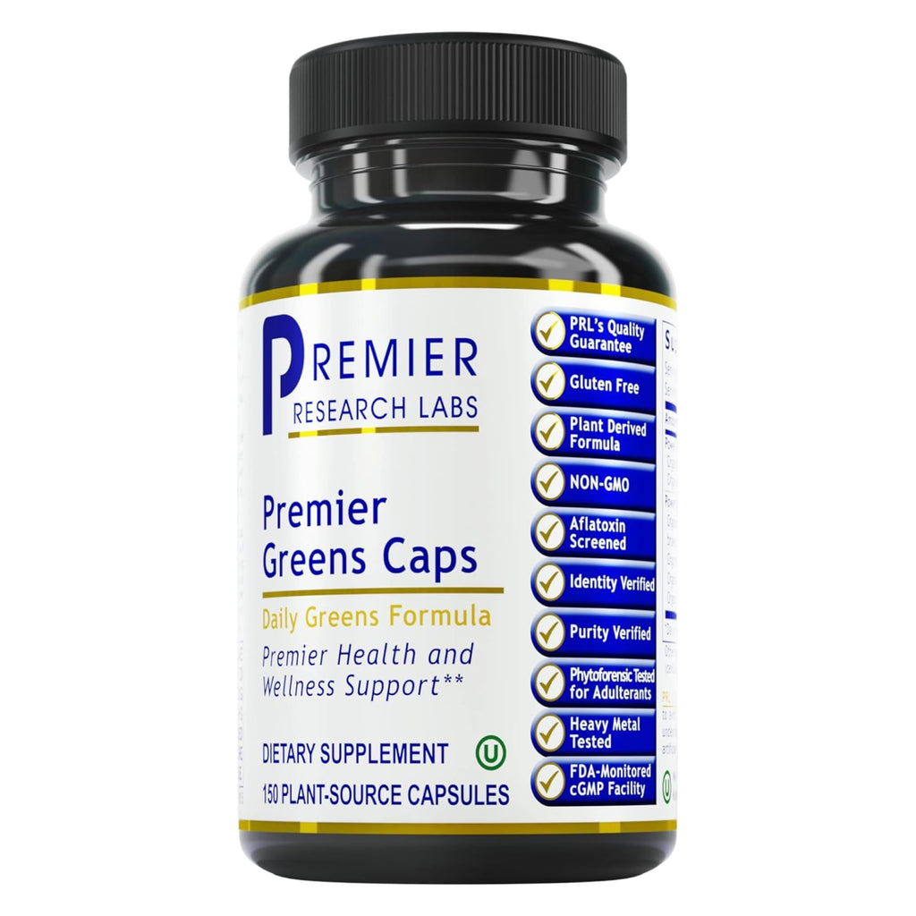 Premier Research Labs Greens Capsules - Super Greens Capsules, Greens Supplements, Super Greens Pills for Wellness, Veggie Pills with Leafy Greens, Kale, Chlorella - 150 Vegetarian Capsules - TrustMedUSA