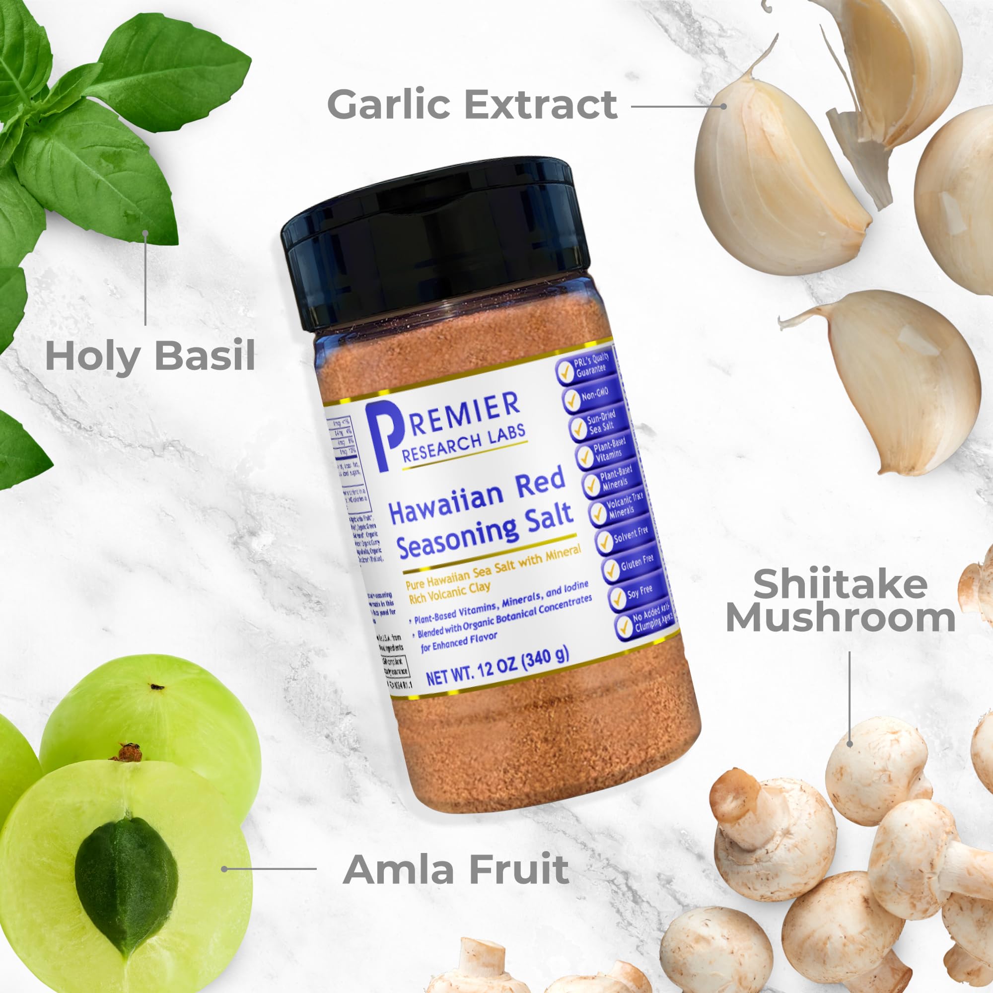 Premier Research Labs Hawaiian Red Seasoning Salt- Pink Salt, Red Hawaiian Salt, Hawaiian Red Alaea Sea Salt for Cooking, Multivitamin for Kids, Enriched with Plant-Derived Vitamins & Minerals- 12 oz - TrustMedUSA