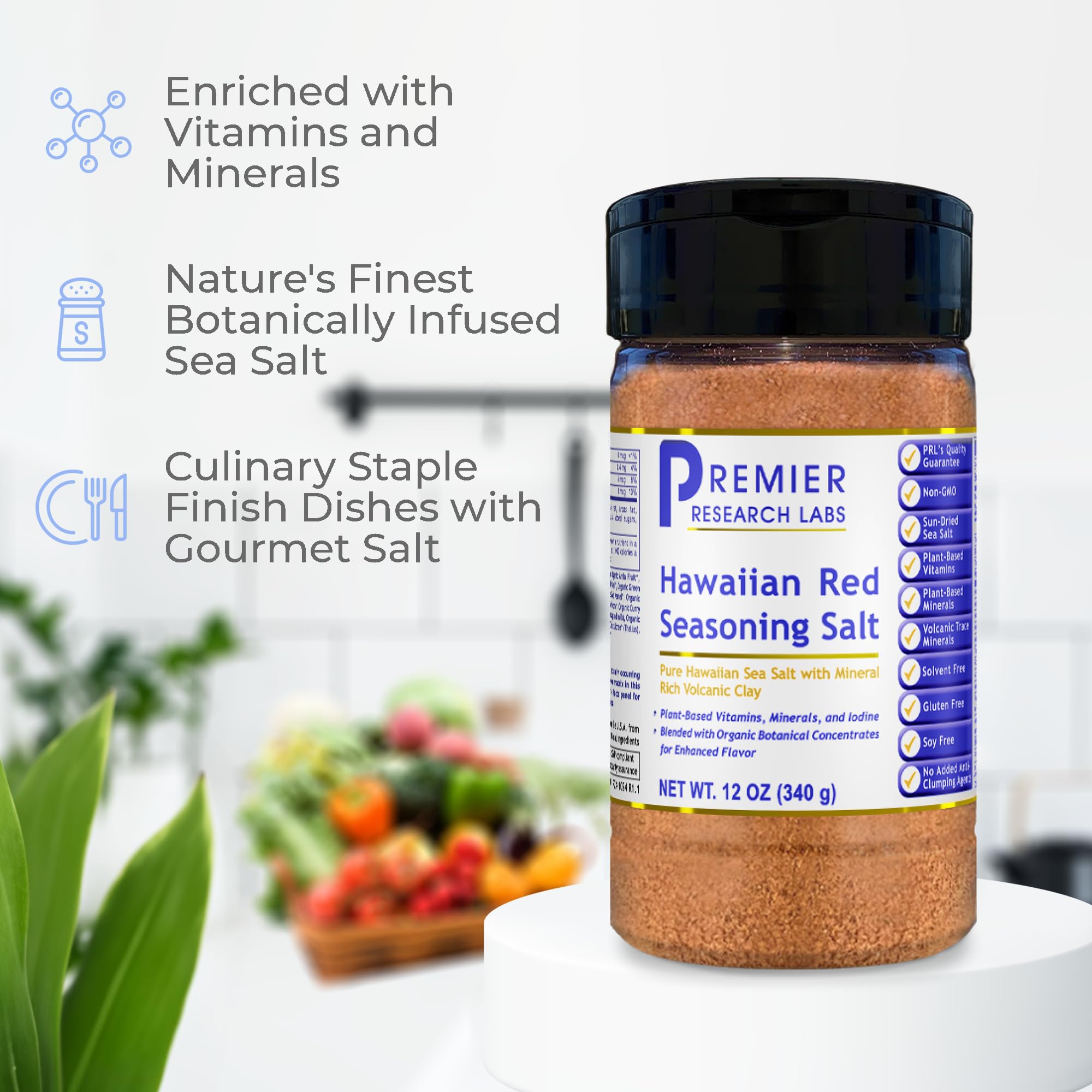 Premier Research Labs Hawaiian Red Seasoning Salt- Pink Salt, Red Hawaiian Salt, Hawaiian Red Alaea Sea Salt for Cooking, Multivitamin for Kids, Enriched with Plant-Derived Vitamins & Minerals- 12 oz - TrustMedUSA