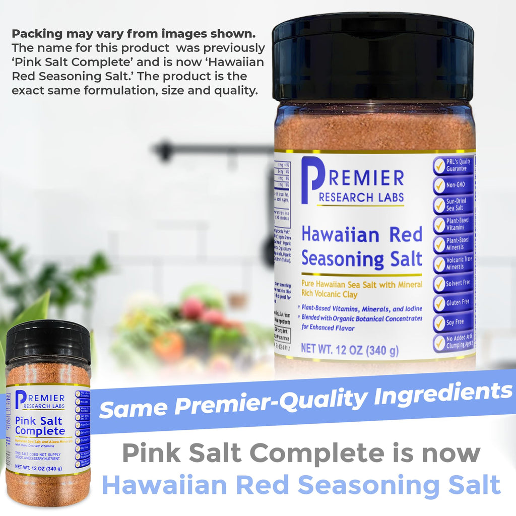 Premier Research Labs Hawaiian Red Seasoning Salt- Pink Salt, Red Hawaiian Salt, Hawaiian Red Alaea Sea Salt for Cooking, Multivitamin for Kids, Enriched with Plant-Derived Vitamins & Minerals- 12 oz - TrustMedUSA