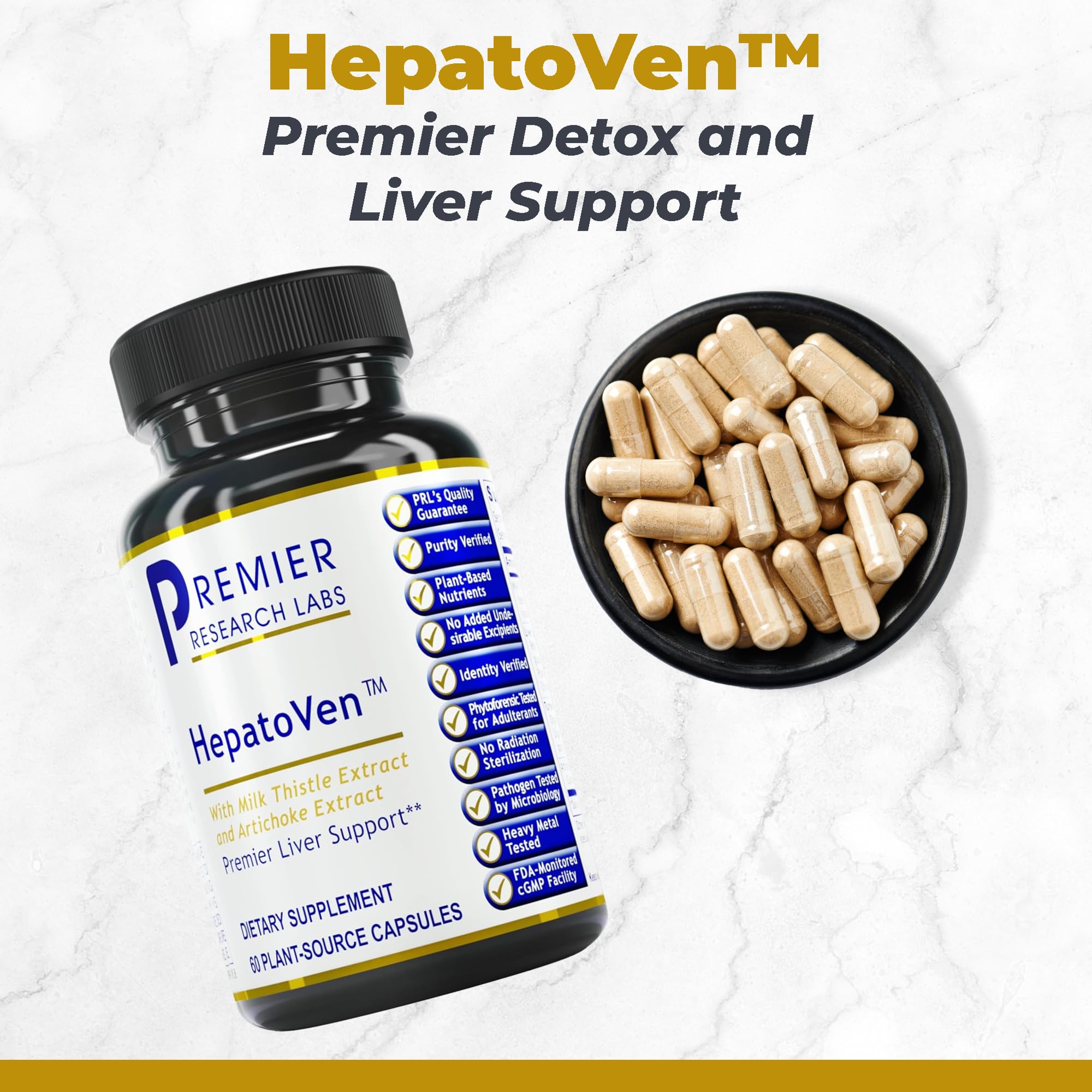 Premier Research Labs HepatoVen - Milk Thistle Liver Support, Liver Cleanse & Maintain, Liver Pills, Liver Vitamins for Women & Men with Artichoke Extract - 60 Vegetarian Capsules - TrustMedUSA