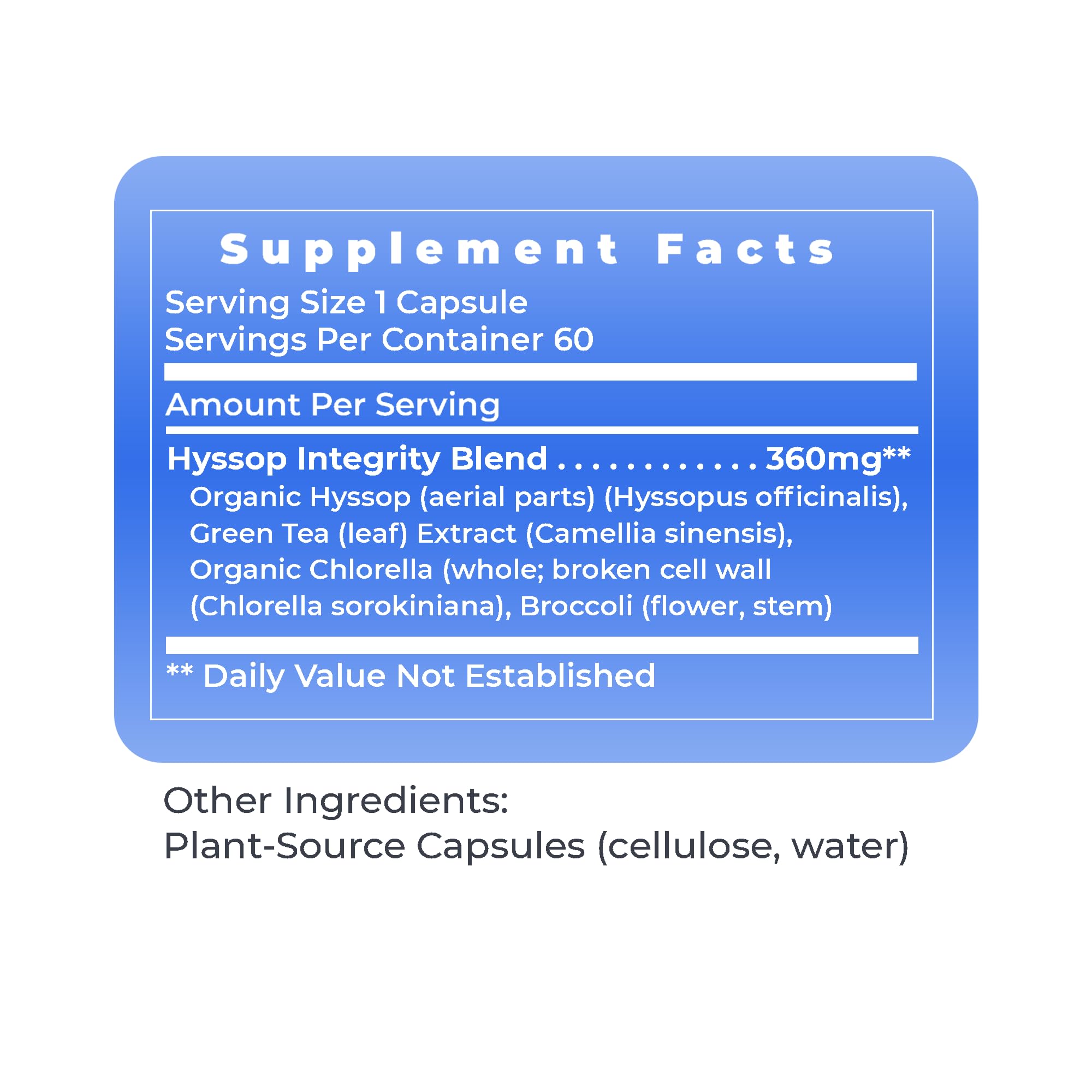 Premier Research Labs Hyssinol - Hyssop Herb, Hyssop Capsules, Wellness Pills with Organic Hyssop Dry Herb, Dietary Supplement with Green Tea, Antioxidant Support - 60 Vegetarian Capsules - TrustMedUSA