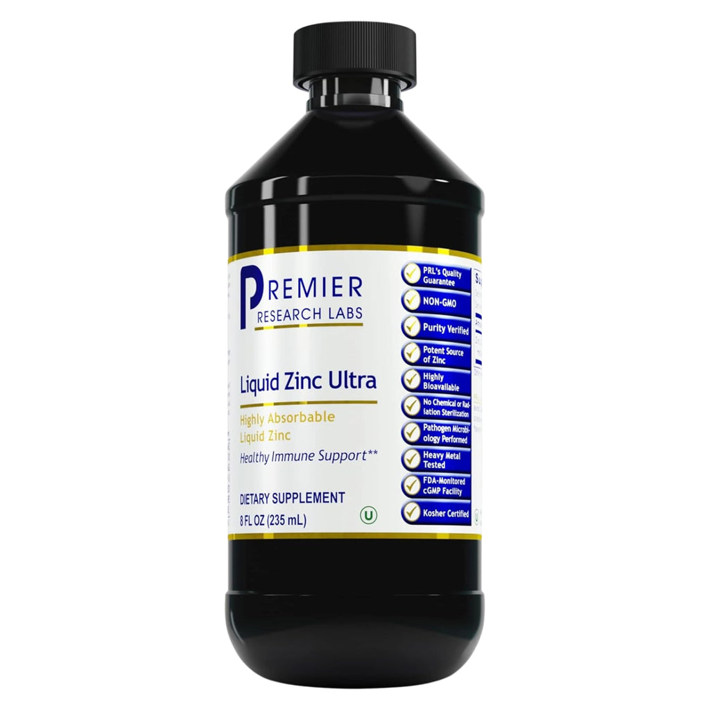 Premier Research Labs Liquid Zinc Ultra Supplement - for Immune Support & Well-Being for Adults & Kids - Highly Absorbable Drops - Used for Rapid Analysis of Zinc Status - 8 fl oz - TrustMedUSA
