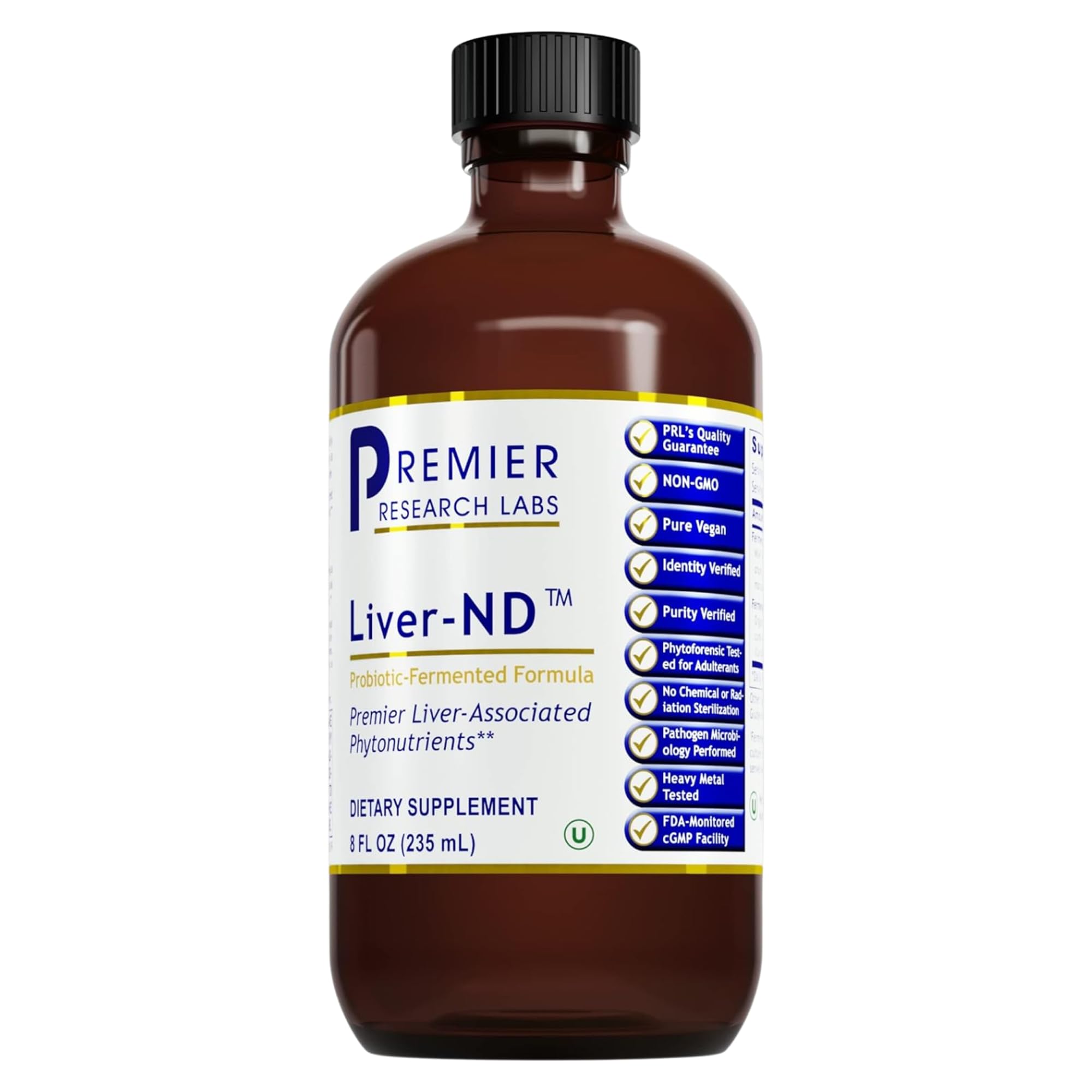 Premier Research Labs Liver-ND - Liver Cleanse, Milk Thistle Extract, Milk Thistle Liquid Drops, Tincture Supplement Fermented with Probiotics, with Antioxidants, Turmeric, 8 Fl Oz Bottle - TrustMedUSA