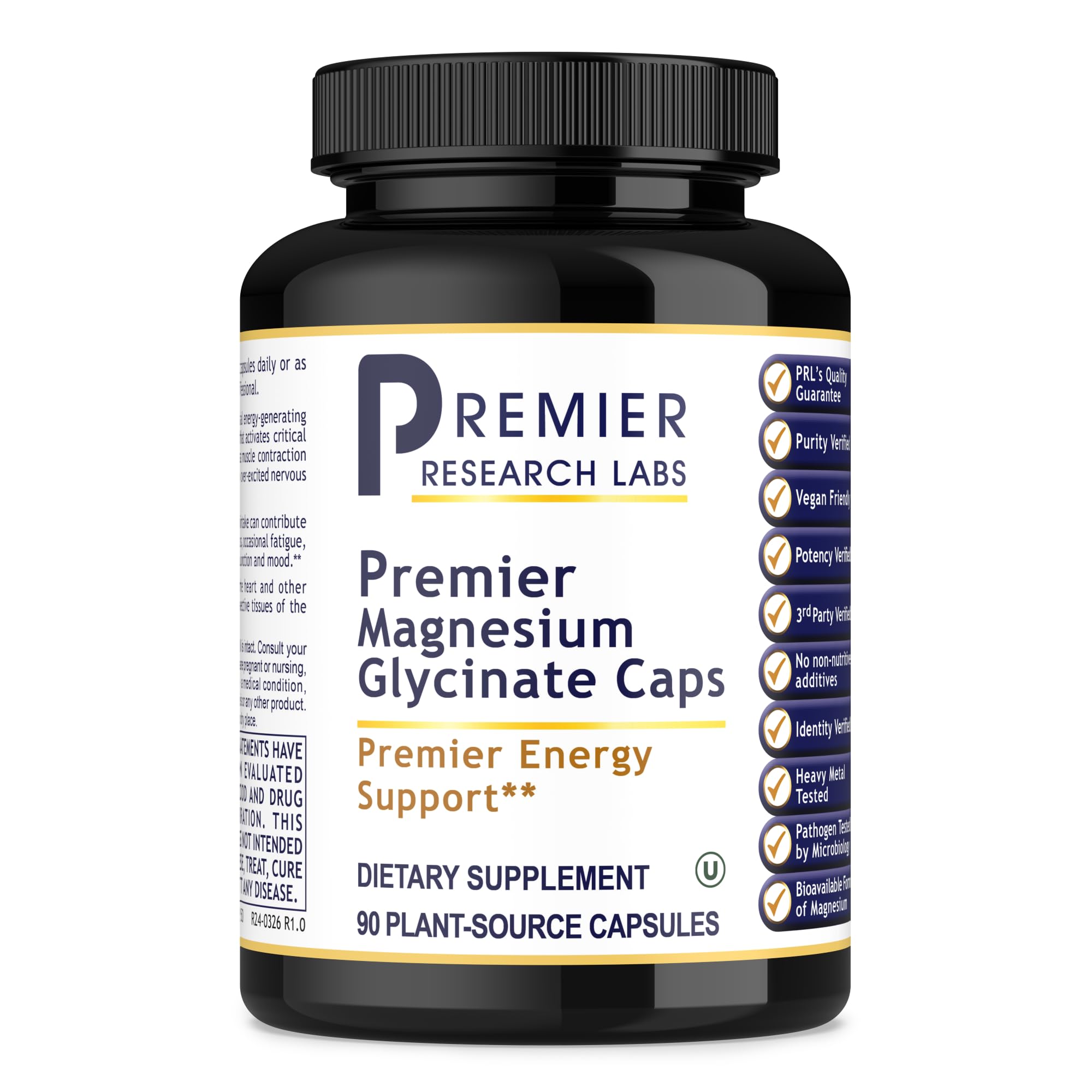 Premier Research Labs Magnesium Glycinate Supplement - Pure Magnesium, High Absorption, Supports Sleep Quality, Chelated, Vegan, Third Party Tested, Premier Energy Support - 90 Capsules - TrustMedUSA