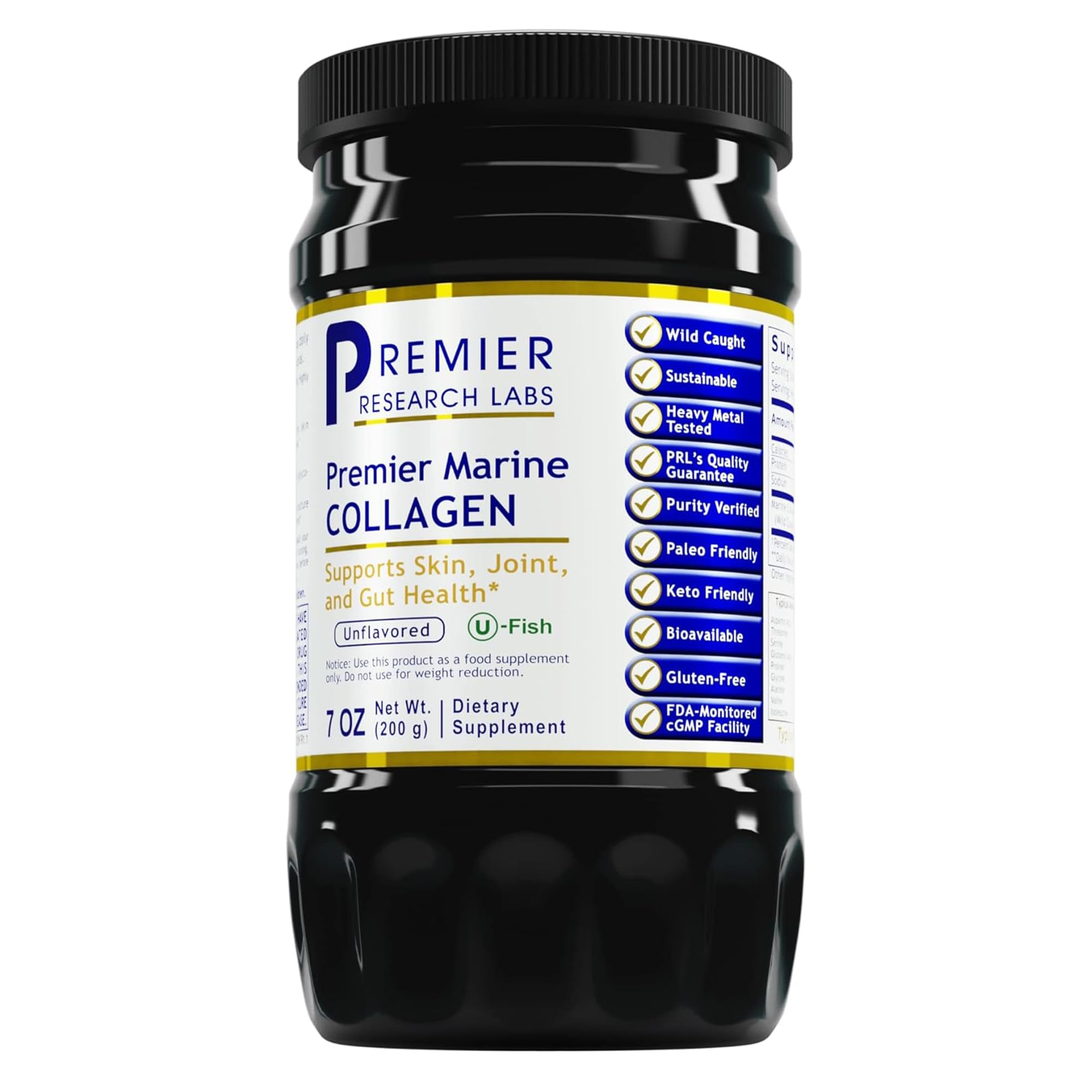 Premier Research Labs Marine Collagen - Marine Collagen Peptides, Hydrolyzed Marine Collagen Powder, Fish Collagen for Women and Men, 5g Collagen Per Serving for Skin, Joint, and Gut Health - 7 Oz - TrustMedUSA