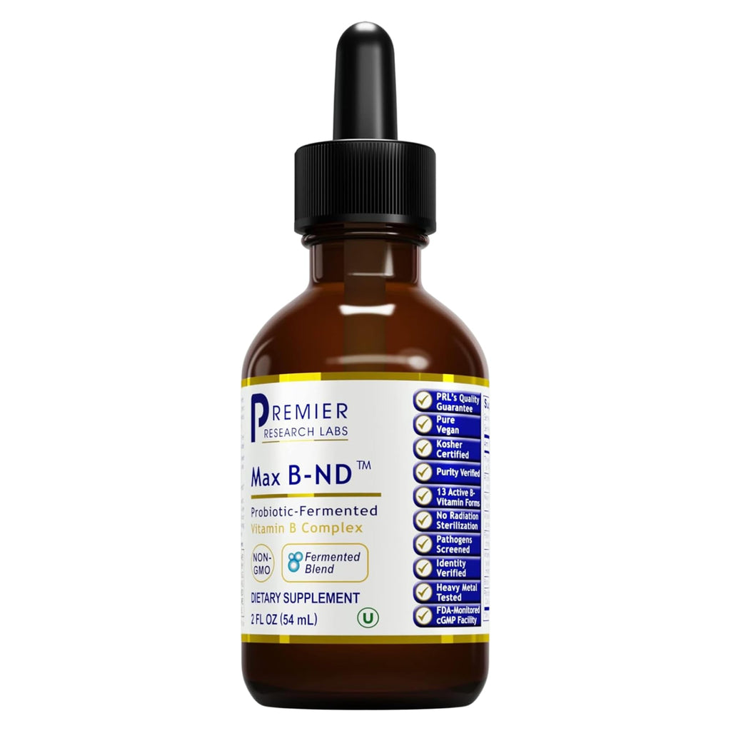 Premier Research Labs Max B-ND Liquid Vitamin - B-Complex for Liver & Brain Health - Sublingual Drops for Energy, Immune & Adrenal Support - 2 fl oz - Thiamin, B12, B6 & More - for Men, Women - TrustMedUSA