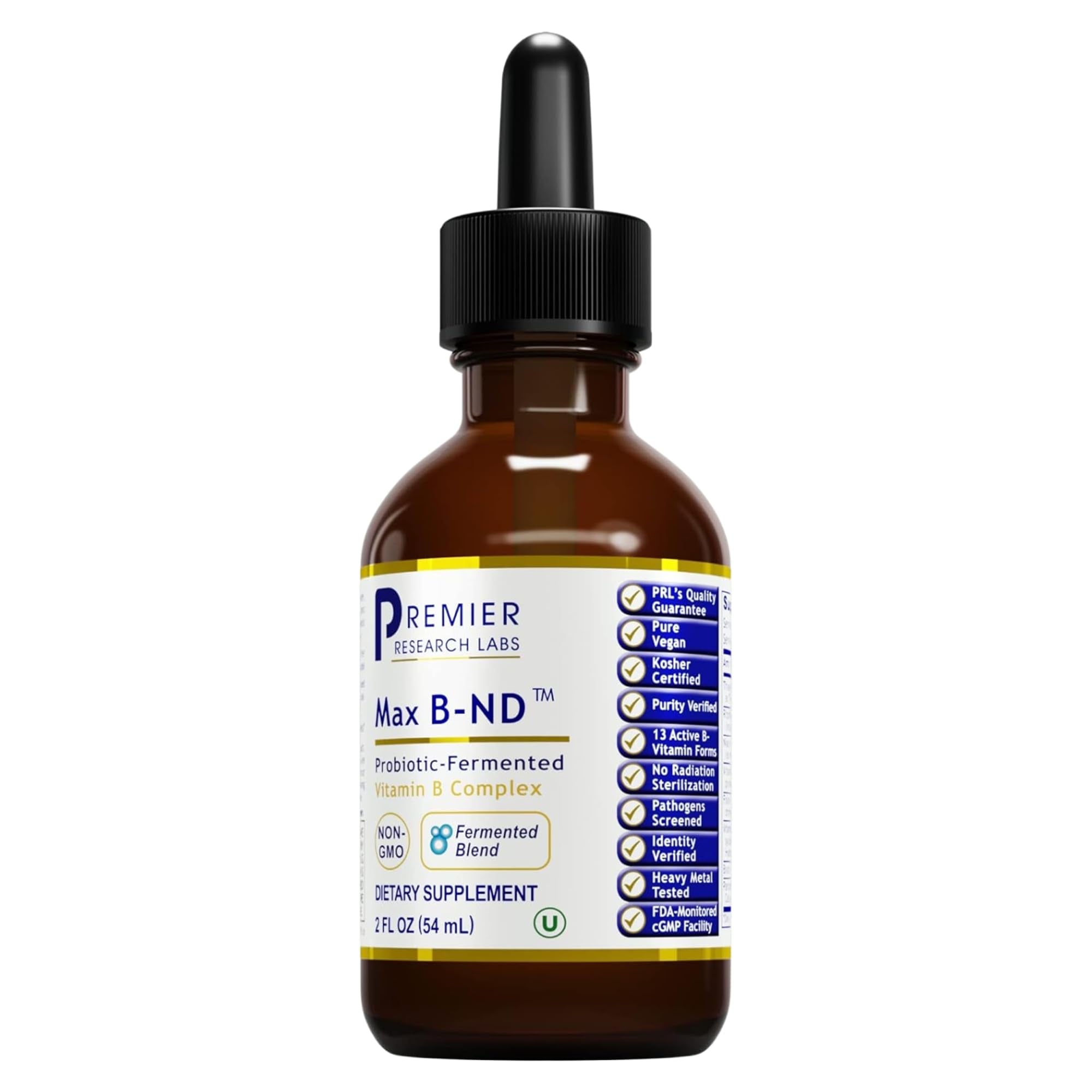 Premier Research Labs Max B-ND Liquid Vitamin - B-Complex for Liver & Brain Health - Sublingual Drops for Energy, Immune & Adrenal Support - 2 fl oz - Thiamin, B12, B6 & More - for Men, Women - TrustMedUSA