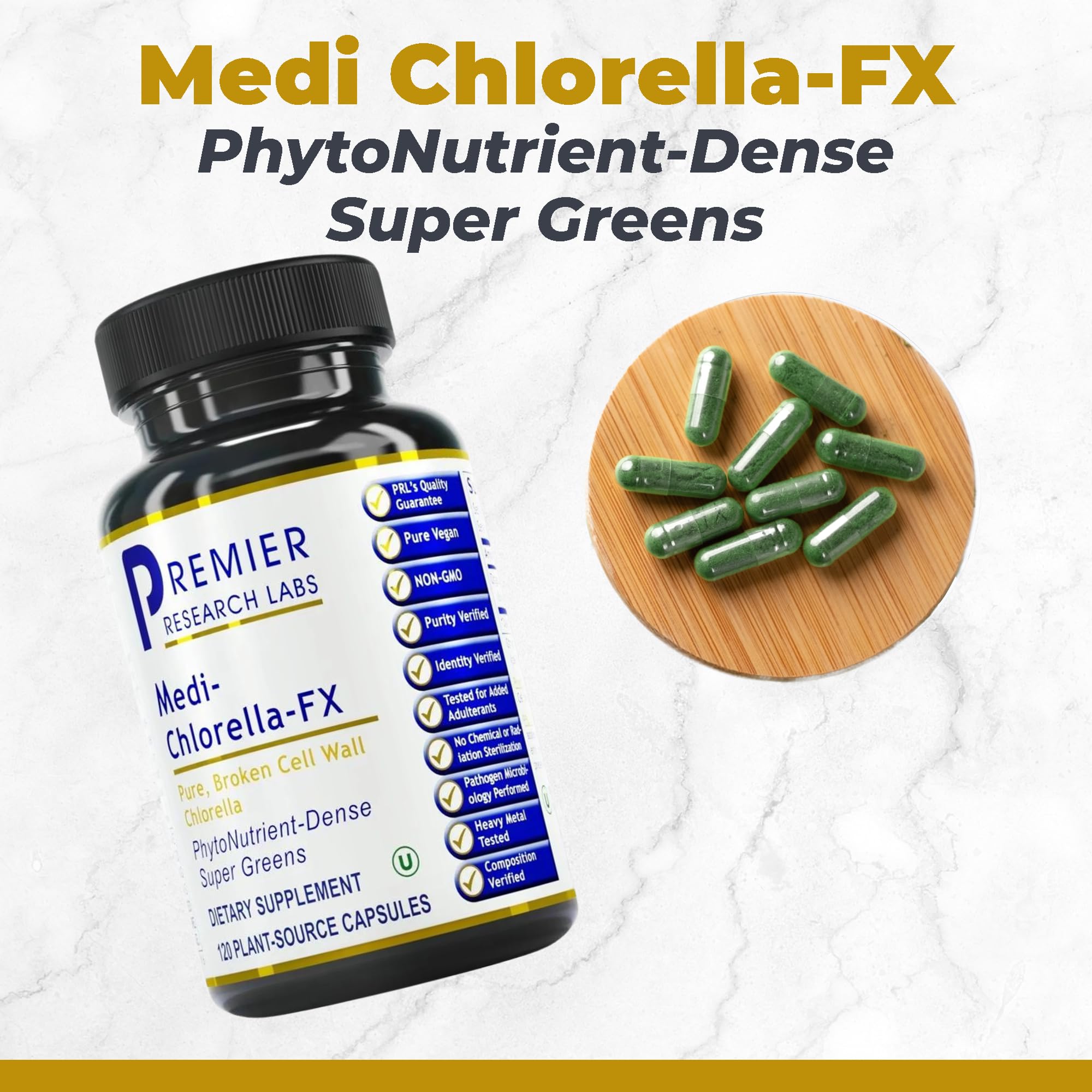 Premier Research Labs Medi Chlorella-FX - Chlorella Capsules, Chlorophyll Capsules, Organic Pills for Women & Men, Chlorophyll Supplement - 120 Vegetarian Capsules - TrustMedUSA