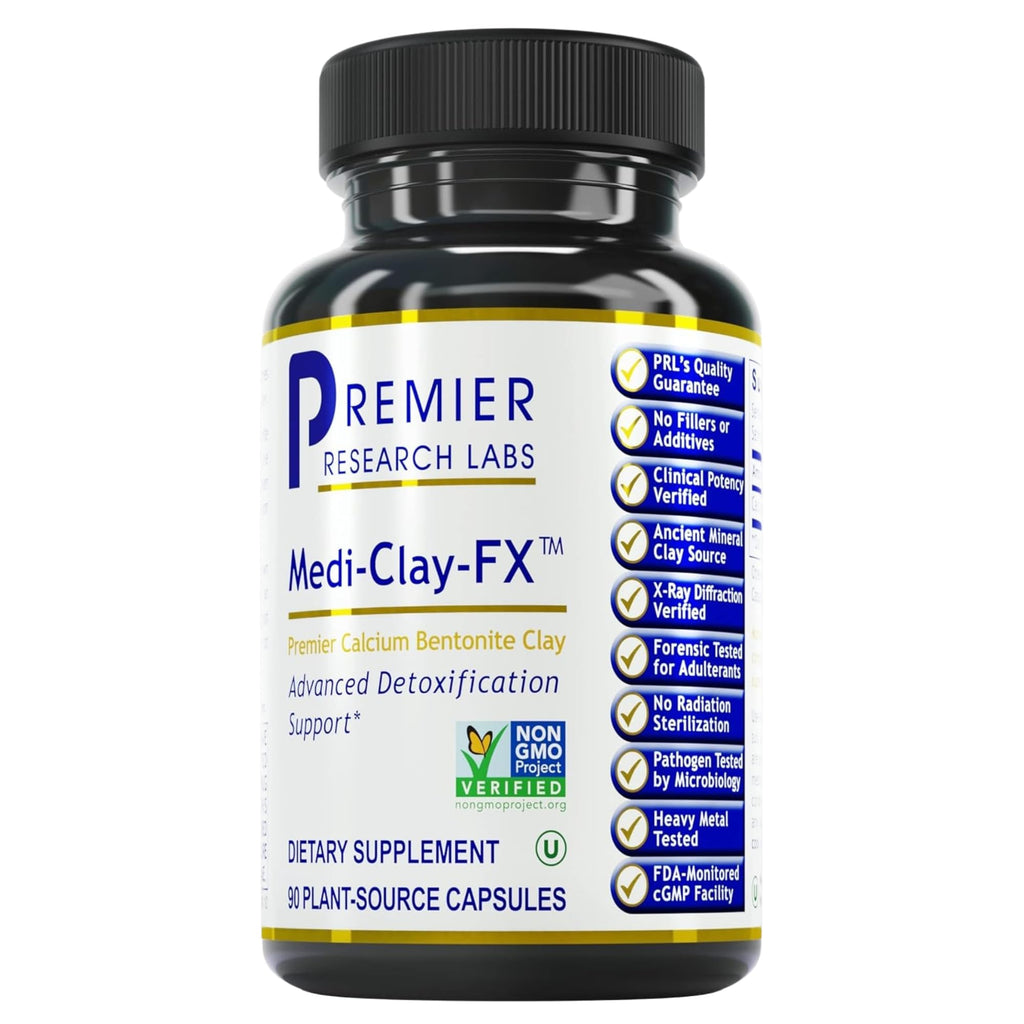 Premier Research Labs Medi-Clay-FX: Bentonite Clay Capsules for Detoxification | Food Grade Smectite Supplement | Absorb Toxins, Supports Cellular Health and Mold Detox - 90 Capsules - TrustMedUSA