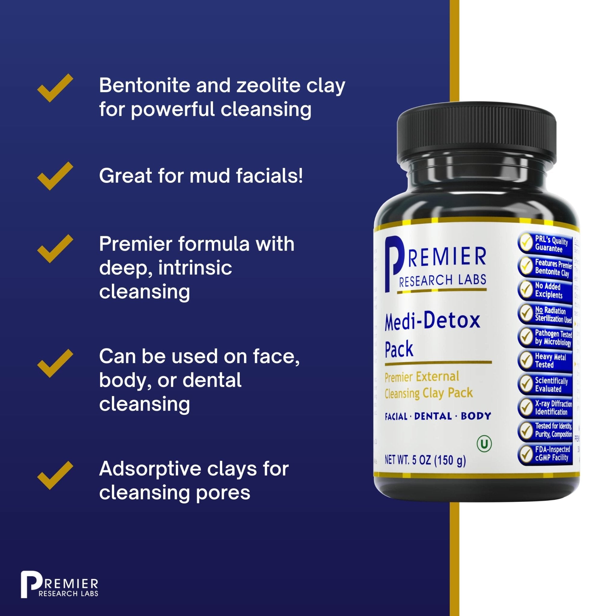 Premier Research Labs Medi-Dental Pack - Detoxifying Volcanic Clay - Dental & Body Cleansing - With Calcium Smectites Silica & Mineral Oxides - 5 oz - TrustMedUSA