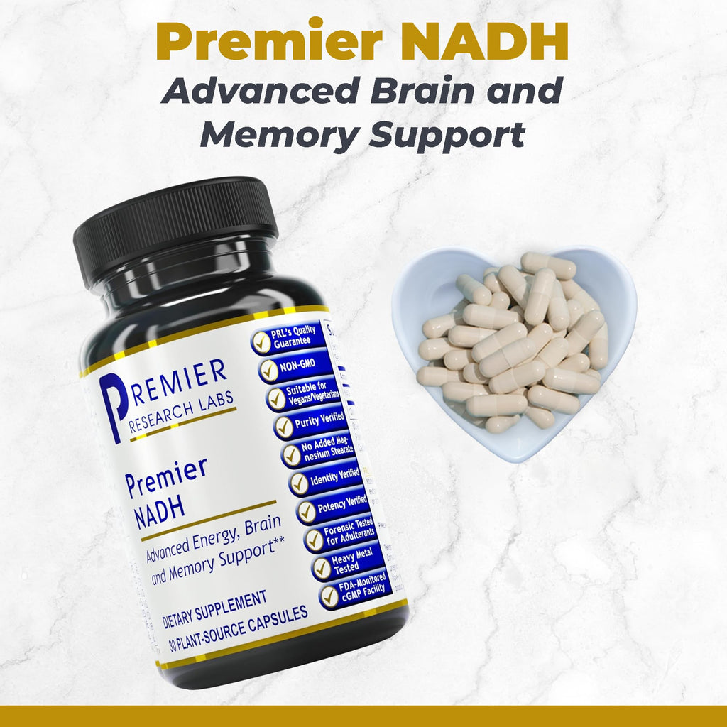 Premier Research Labs NADH - NADH Supplement, NAD Supplement for Men & Women, Nicotinamide Adenine Dinucleotide, Cell Regenerator, Respiratory Support - 30 Vegetarian Capsules - TrustMedUSA