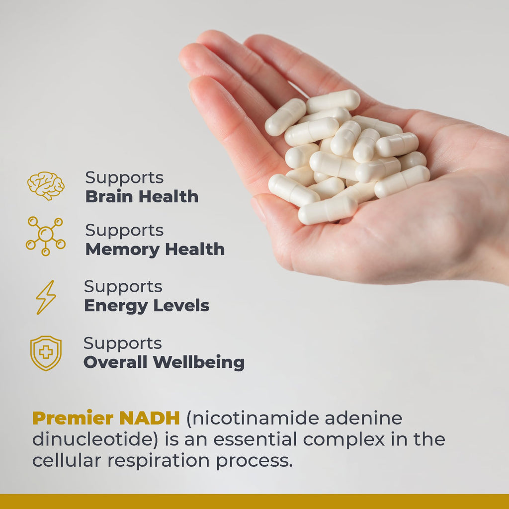 Premier Research Labs NADH - NADH Supplement, NAD Supplement for Men & Women, Nicotinamide Adenine Dinucleotide, Cell Regenerator, Respiratory Support - 30 Vegetarian Capsules - TrustMedUSA