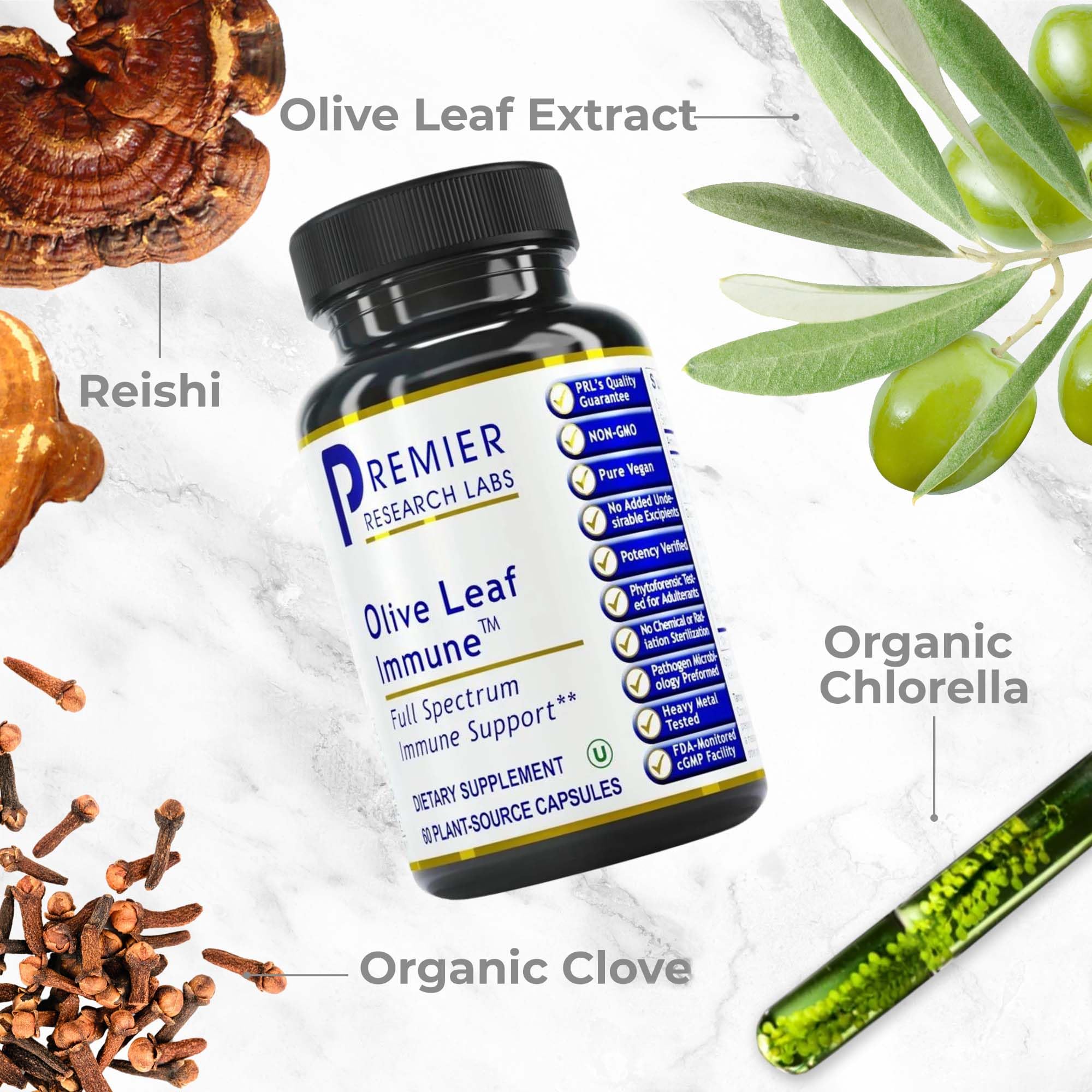 Premier Research Labs Olive Leaf Immune - Olive Leaf Extract Capsules, The Olive Leaf Pills with Phytonutrient Oleuropeinm, Herbal Supplement for Immune & Heart Health Support - 60 Vegetarian Capsules - TrustMedUSA