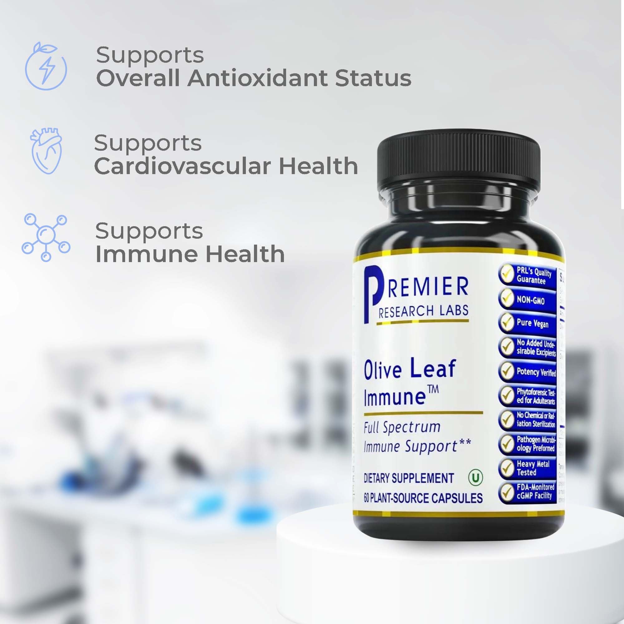 Premier Research Labs Olive Leaf Immune - Olive Leaf Extract Capsules, The Olive Leaf Pills with Phytonutrient Oleuropeinm, Herbal Supplement for Immune & Heart Health Support - 60 Vegetarian Capsules - TrustMedUSA
