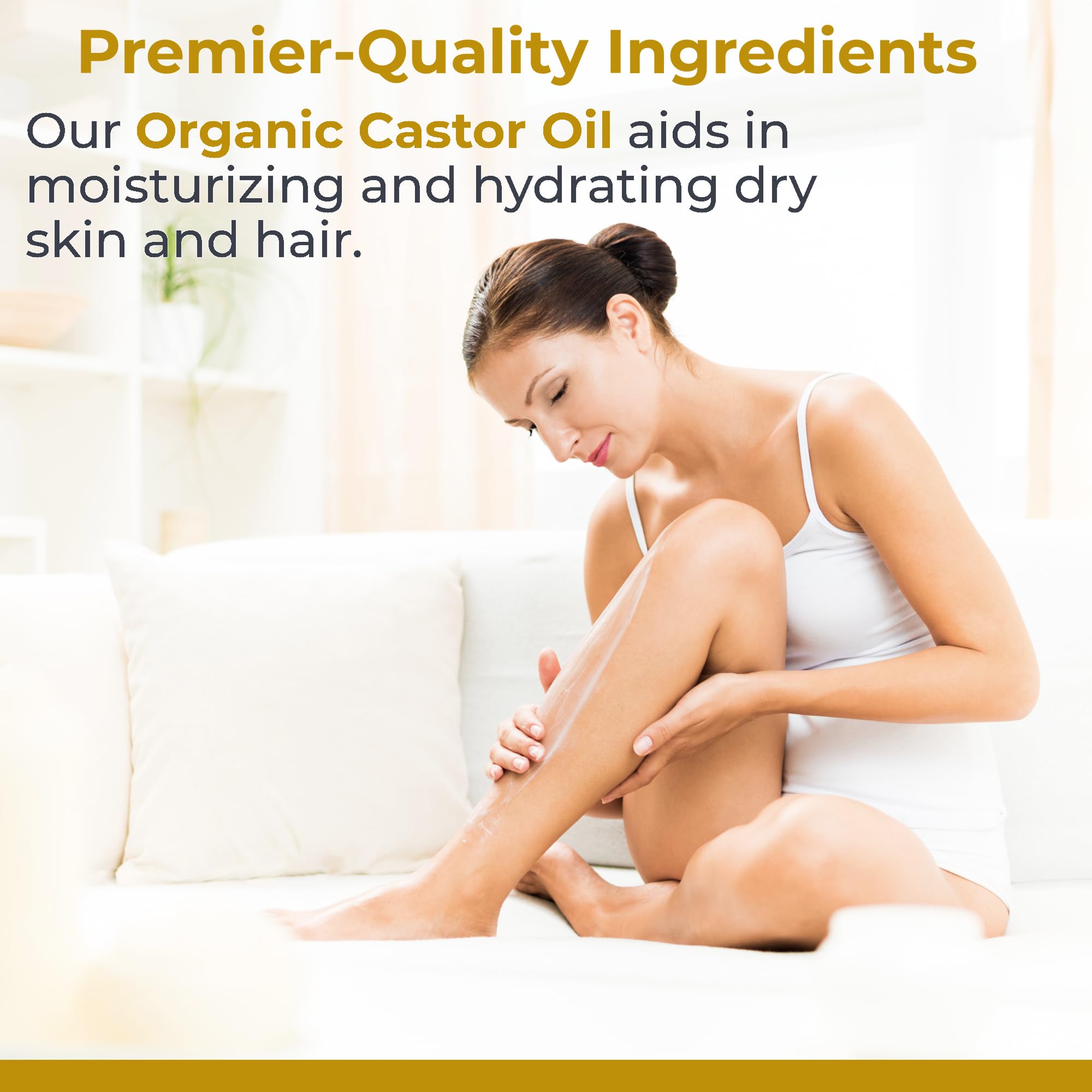 Premier Research Labs Organic Castor Oil for Face - Cold Pressed 100% Pure Castor Oil for Hair Growth, Skin & Body, Hexane Free - 8 Oz Bottle - TrustMedUSA