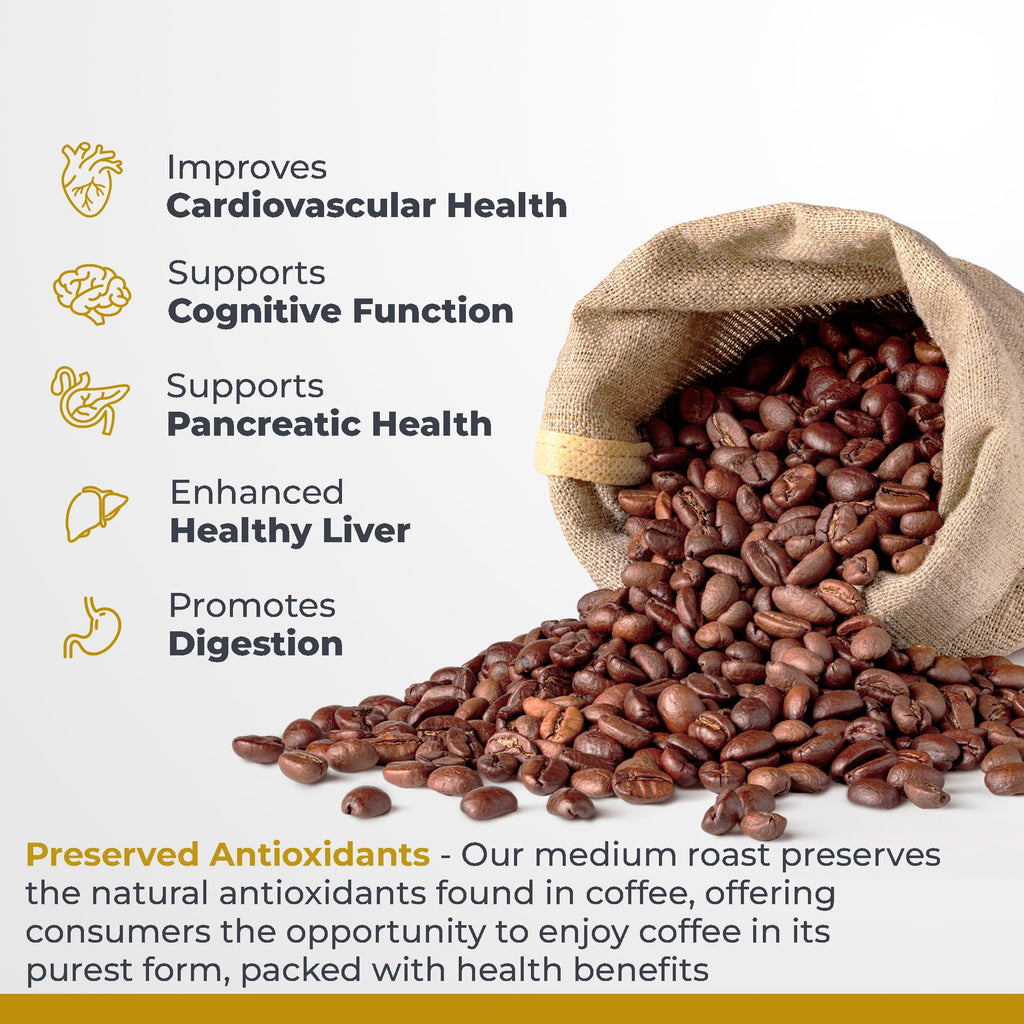 Premier Research Labs Organic Whole Roasted Coffee Beans - Medium Roast, From Guji Region of Ethiopia, Crafted for Optimal Health Benefits, Sweet & Fruity, Well-Balanced, Gluten Free - 1 Pound - TrustMedUSA