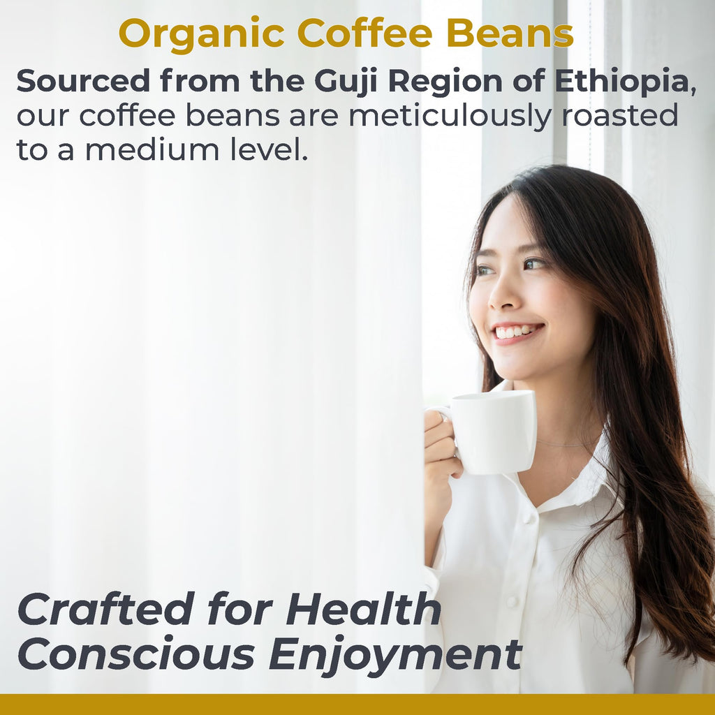 Premier Research Labs Organic Whole Roasted Coffee Beans - Medium Roast, From Guji Region of Ethiopia, Crafted for Optimal Health Benefits, Sweet & Fruity, Well-Balanced, Gluten Free - 1 Pound - TrustMedUSA