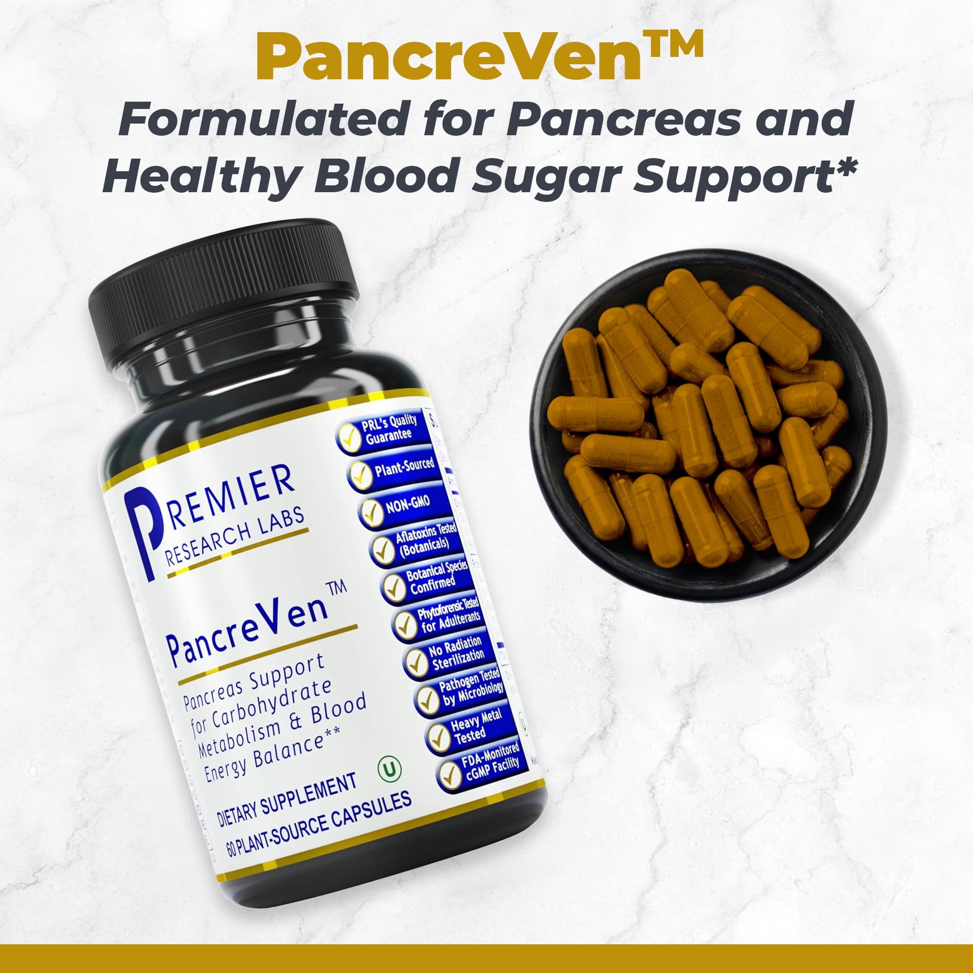 Premier Research Labs PancreVen - Pancreas Support, Pancreas Supplement, Cinnamon Supplements with Organic Ceylon Cinnamon & Prickly Pear to Aid Pancreas Health - 120 Vegetarian Capsules - TrustMedUSA