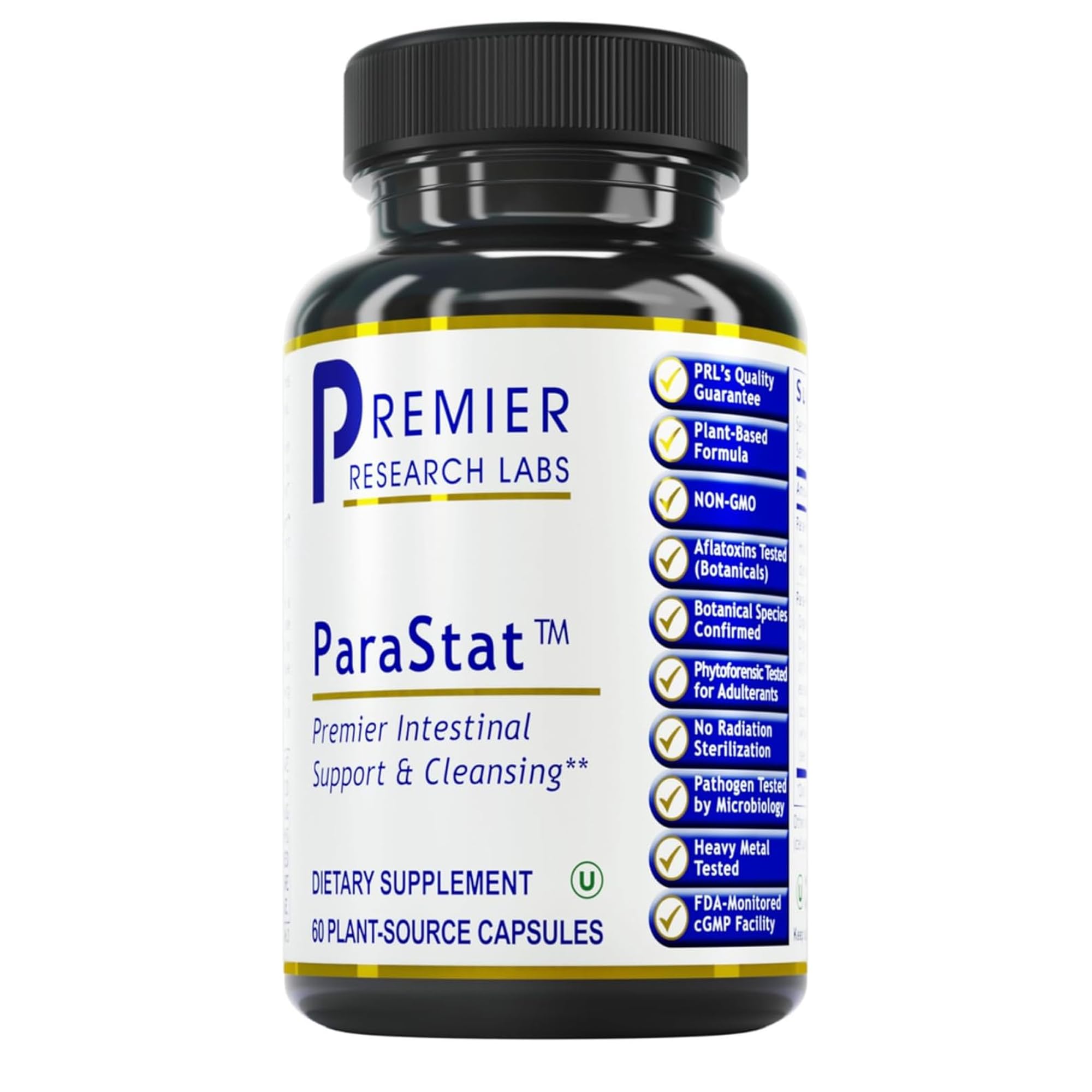 Premier Research Labs ParaStat - Intestinal Cleanse, Natural Gut Cleanse for Women & Men, Support for Colon Detox, Bloating, Digestion & Constipation - 90 Capsules (30 Day Supply) - TrustMedUSA