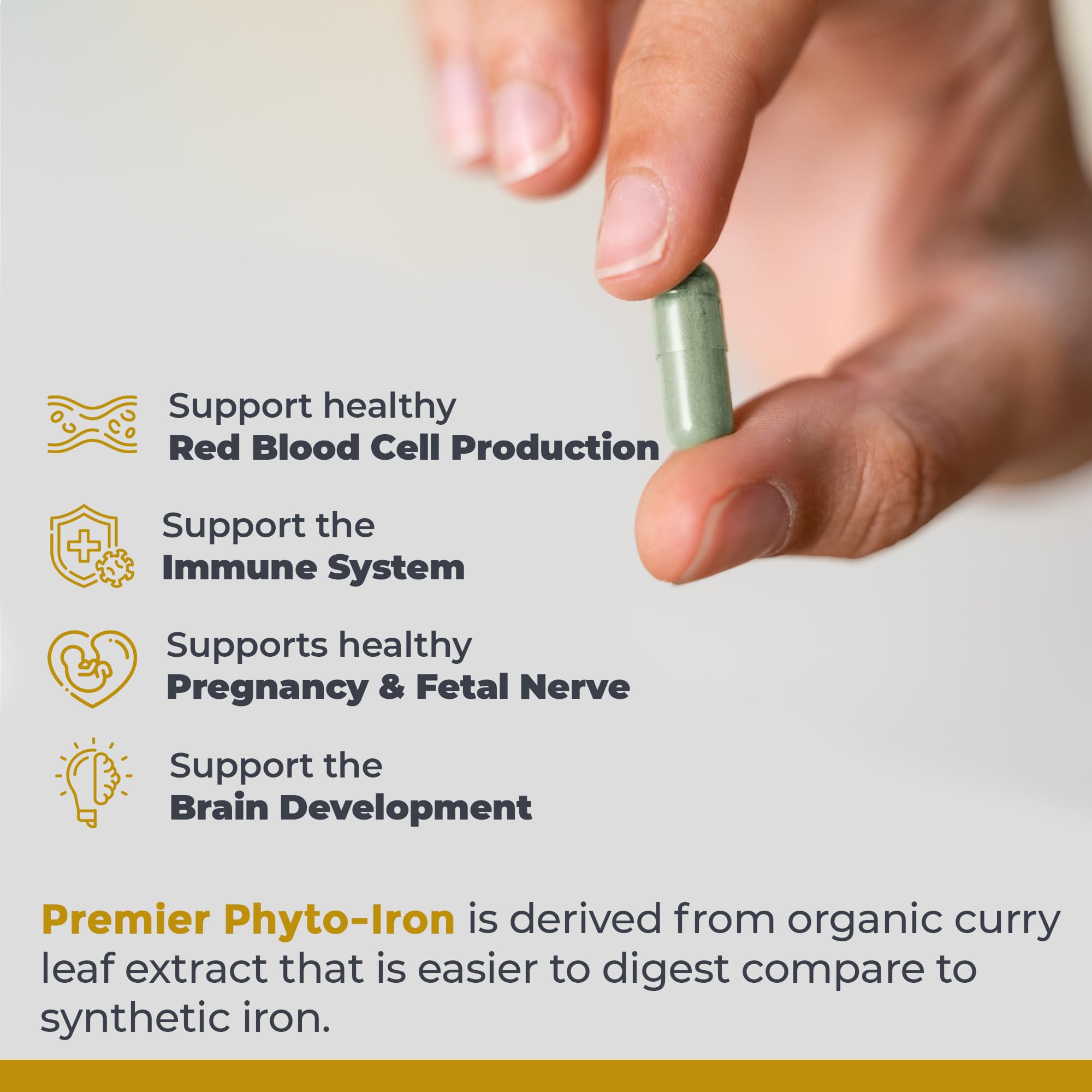 Premier Research Labs Phyto-Iron - Plant Based Iron for Men & Women for Blood Support, Curry Leaves Supplement, Iron Supplements, Non-Heme Iron, 18mg Iron Per Serving - 120 Vegetarian Capsules - TrustMedUSA