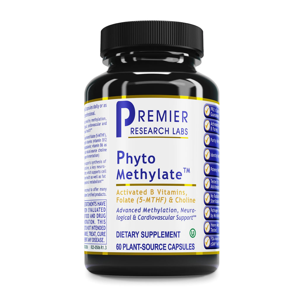 Premier Research Labs Phyto Methylate - B Vitamin Supplement - Supports Methylation, Detox, Brain & Heart Health - 5-MTHF & P5P - 60 Plant-Source Capsules - TrustMedUSA
