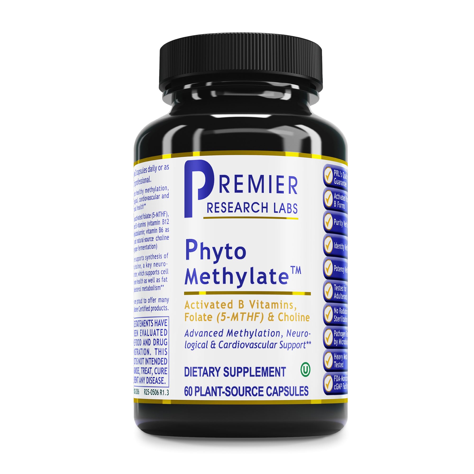 Premier Research Labs Phyto Methylate - B Vitamin Supplement - Supports Methylation, Detox, Brain & Heart Health - 5-MTHF & P5P - 60 Plant-Source Capsules - TrustMedUSA