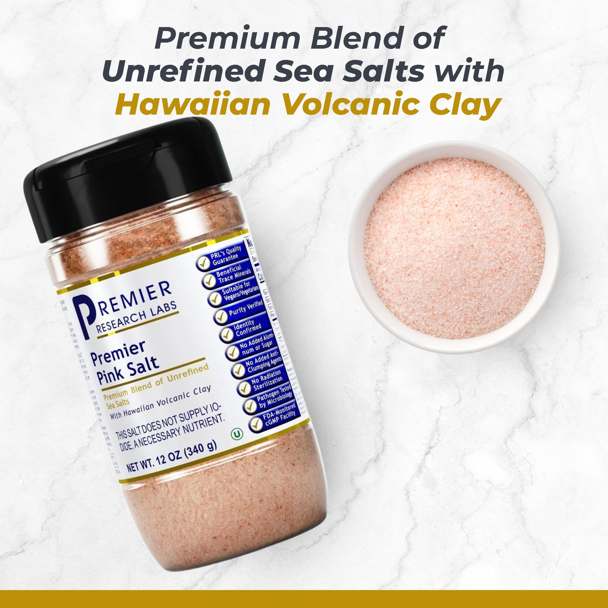 Premier Research Labs Pink Salt - Hawaiian Red Alaea Sea Salt Blend for Food, Cooking, and Eating - Flaky, Unrefined, and Additive-Free, 12 oz - TrustMedUSA