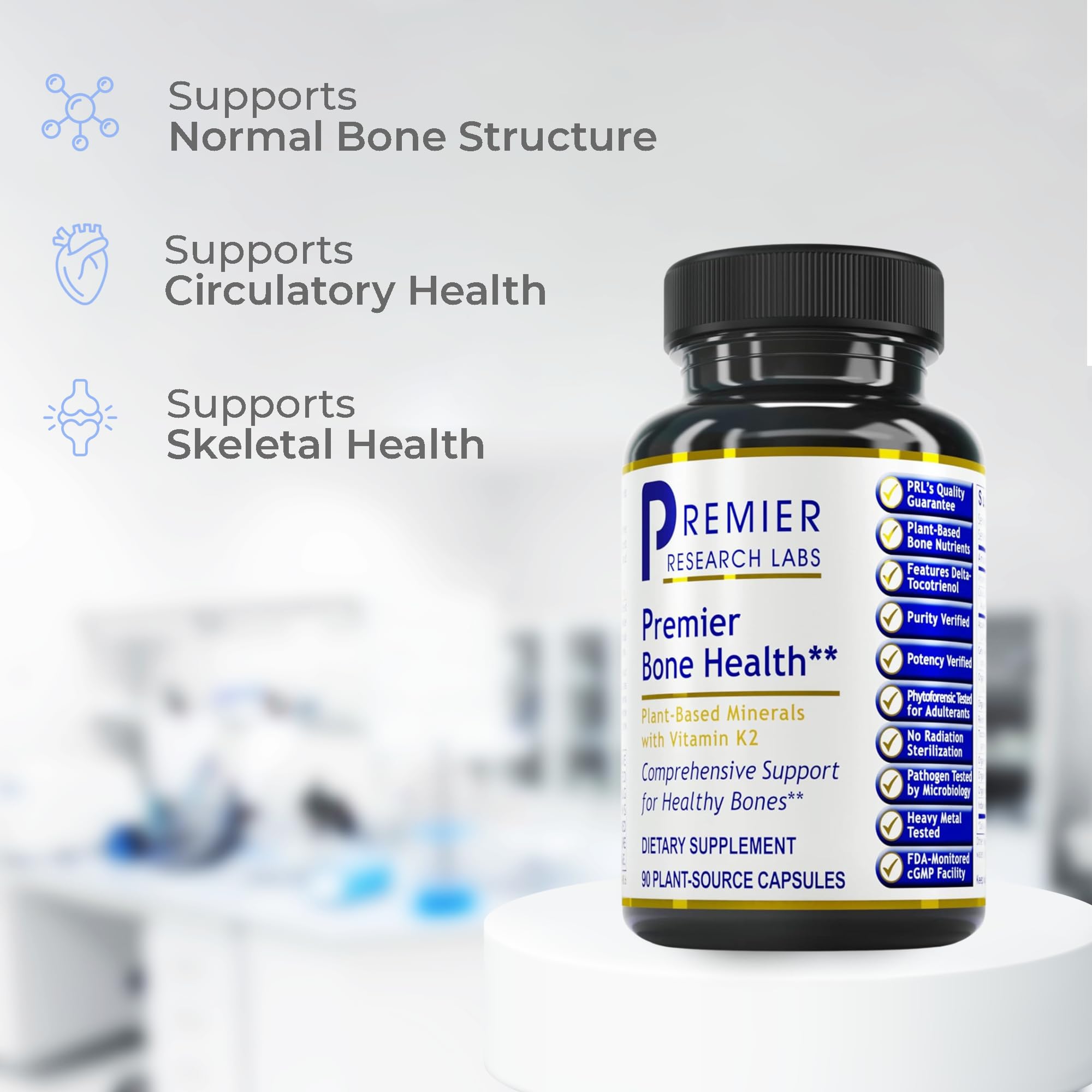 Premier Research Labs Premier Bone Health - Bone Health Vitamins, Bone Strength Supplement for Women & Men, Calcium Supplement with Vitamin K2, Healthy Bone Support - 90 Capsules - TrustMedUSA