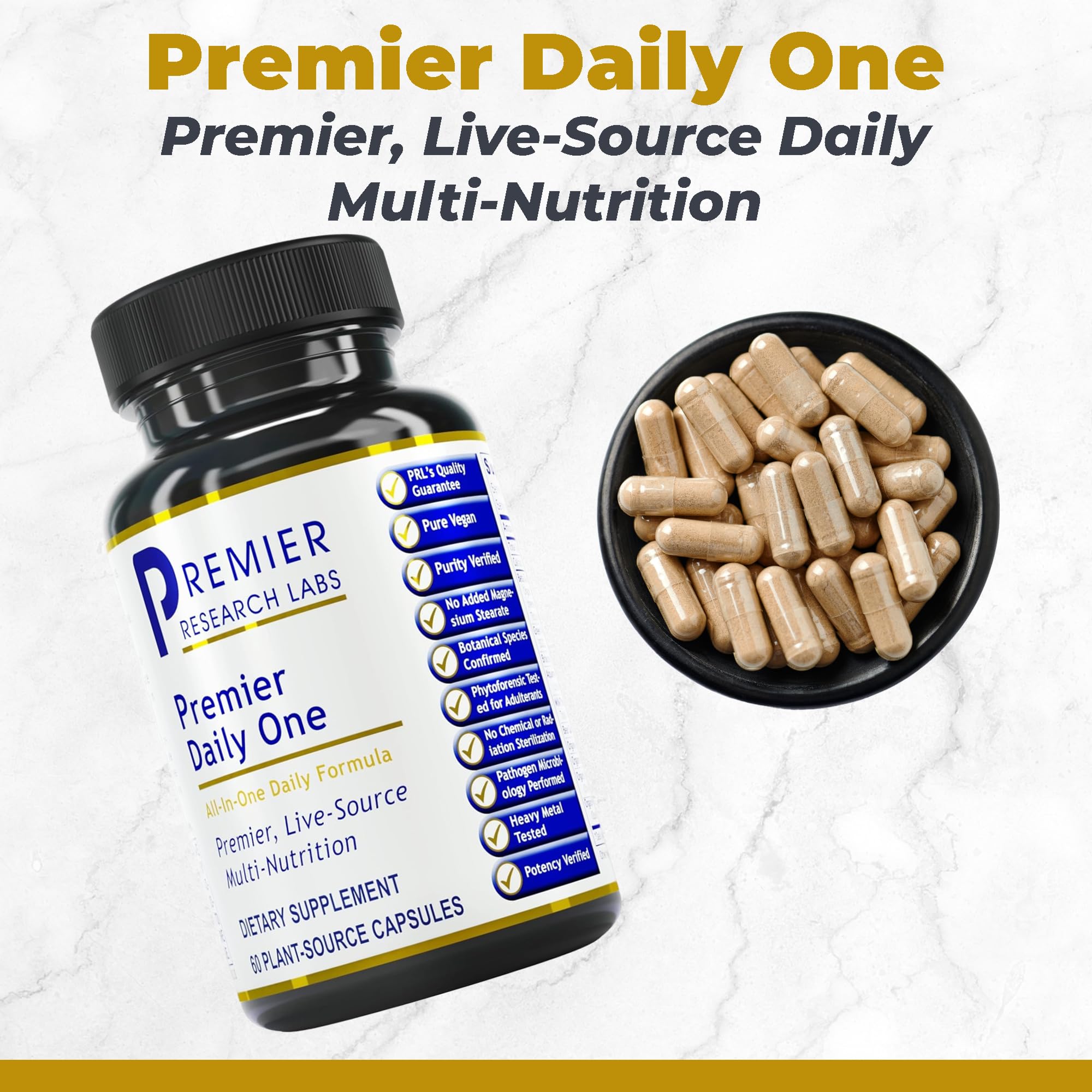 Premier Research Labs Premier Daily One - Super Greens, Vegetable Supplements for Adults with Cruciferous Veggies, Milk Thistle for Liver Support, Phytonutrients, Beta Glucan - 60 Vegetarian Capsules - TrustMedUSA